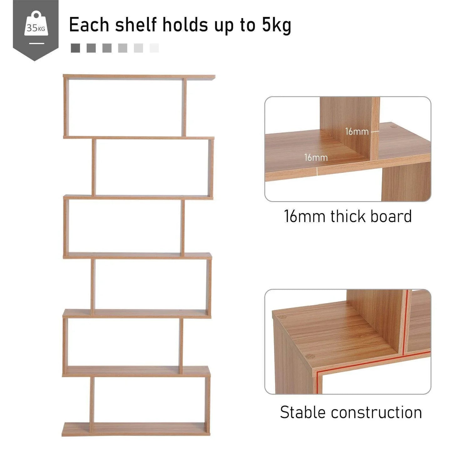 HOMCOM Wooden S-shaped Storage Display Unit - ALL4U RETAILER LTD