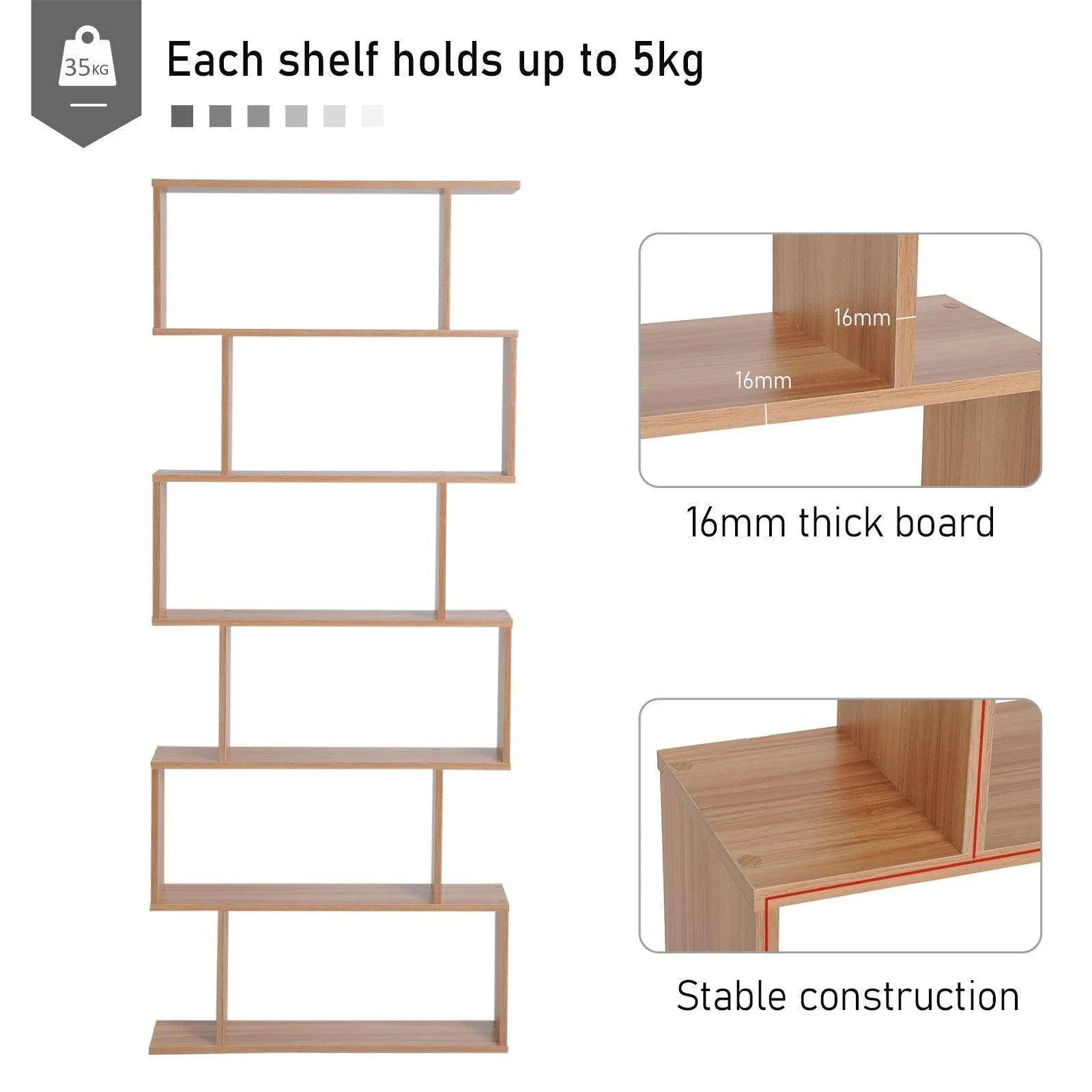 HOMCOM Wooden S-shaped Storage Display Unit - ALL4U RETAILER LTD