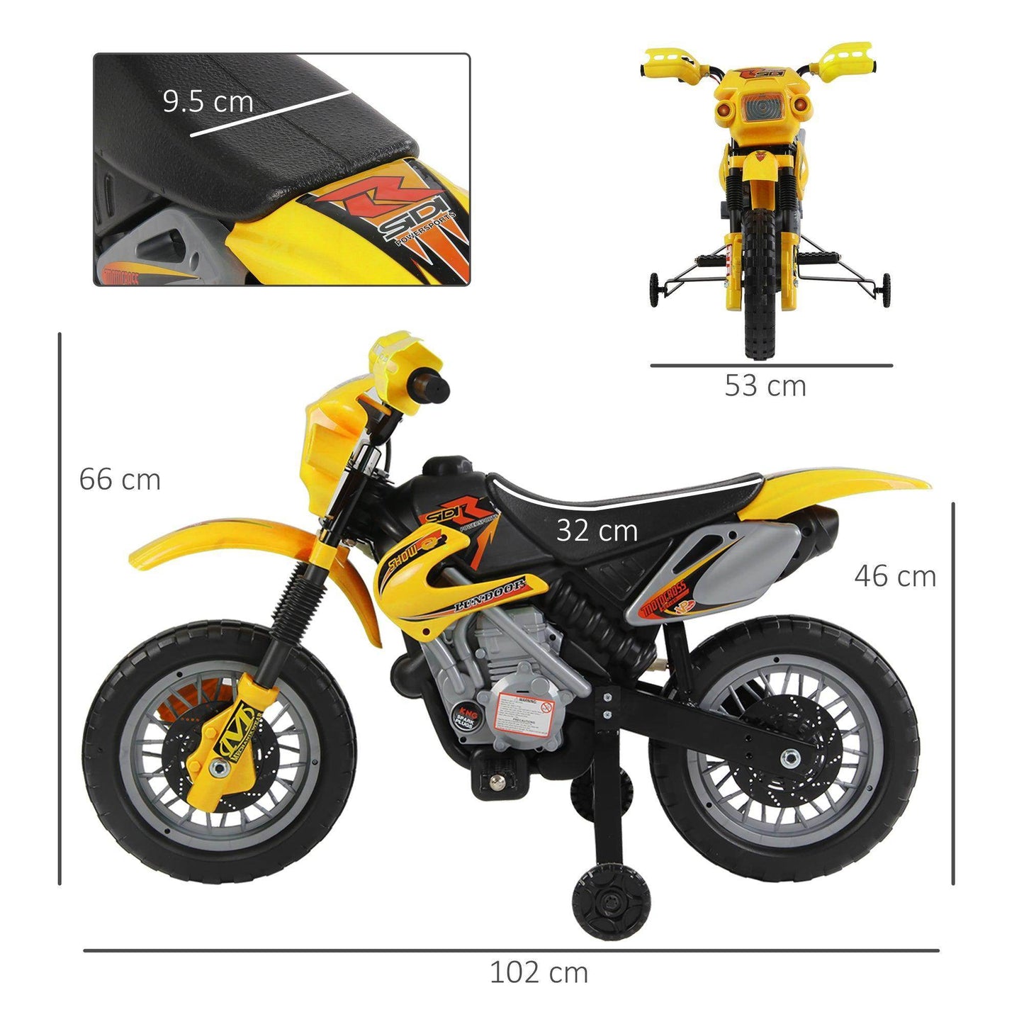 HOMCOM Yellow 6V Kids Ride-on Motorbike - ALL4U RETAILER LTD