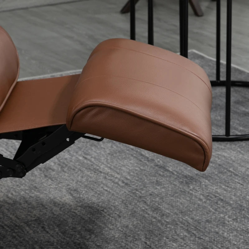 HOMCOM Faux Leather Armchair with 145° Reclining Back and Footrest - Brown, Comfortable Lounge Chair - ALL4U RETAILER LTD