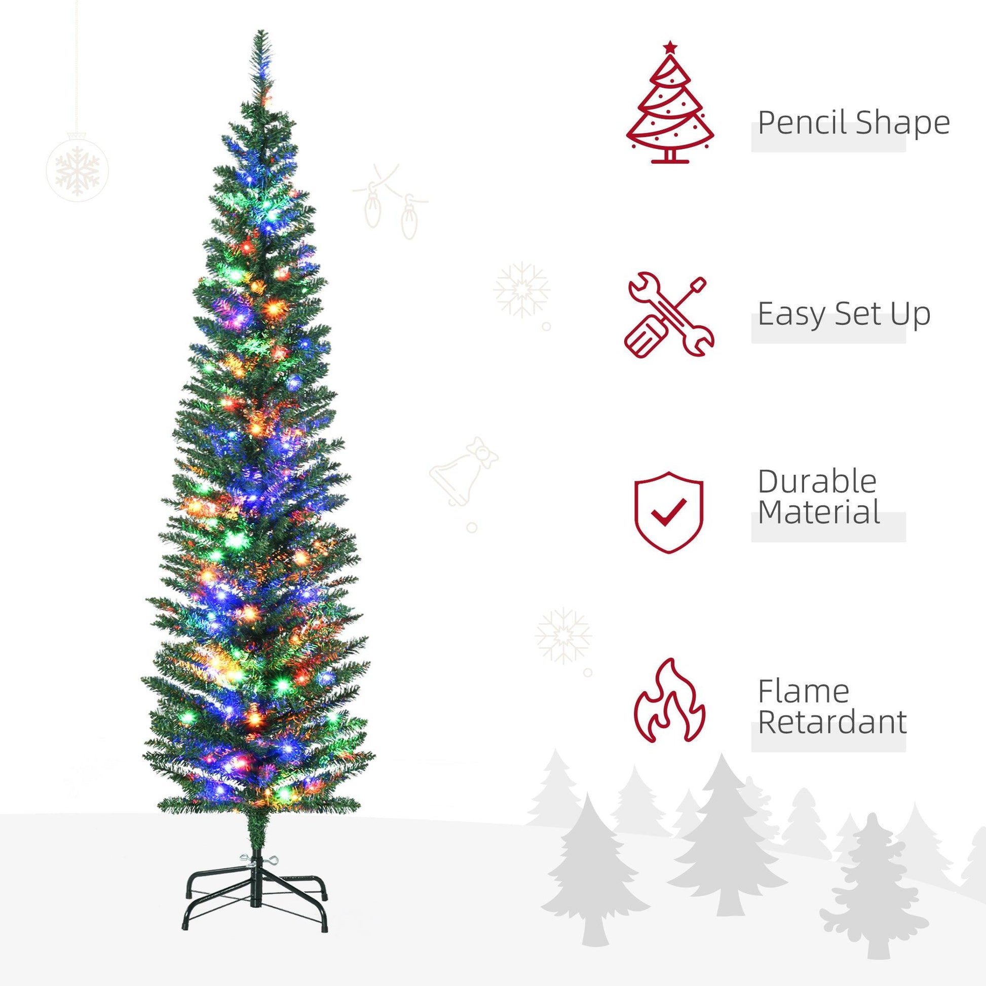 HOMCOM 6' Prelit Christmas Tree with Colourful LED Lights - ALL4U RETAILER LTD