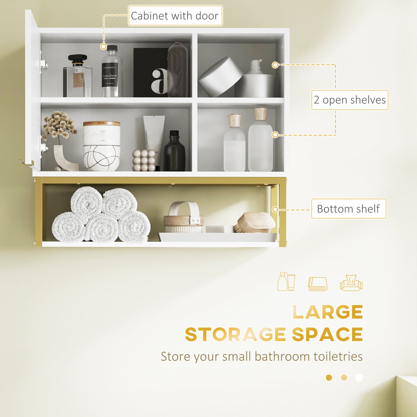 Kleankin 4 Piece Bathroom Furniture Set Freestanding Tall Cabinet Under Sink Storage Two Wall Mounted Cabinets White