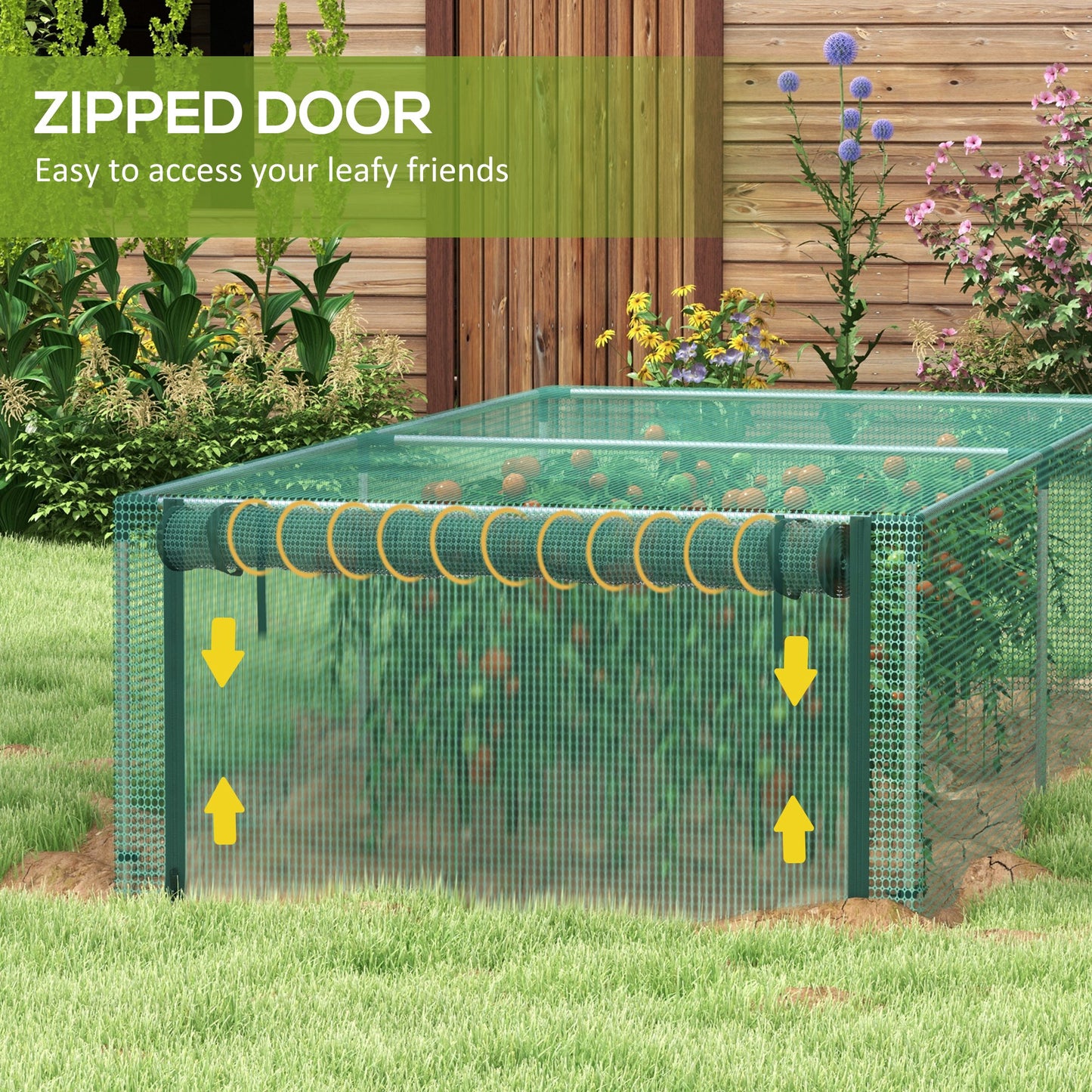 Outsunny Garden Grow Protective Cage with Zipped Access - 8' x 4' Green Frame