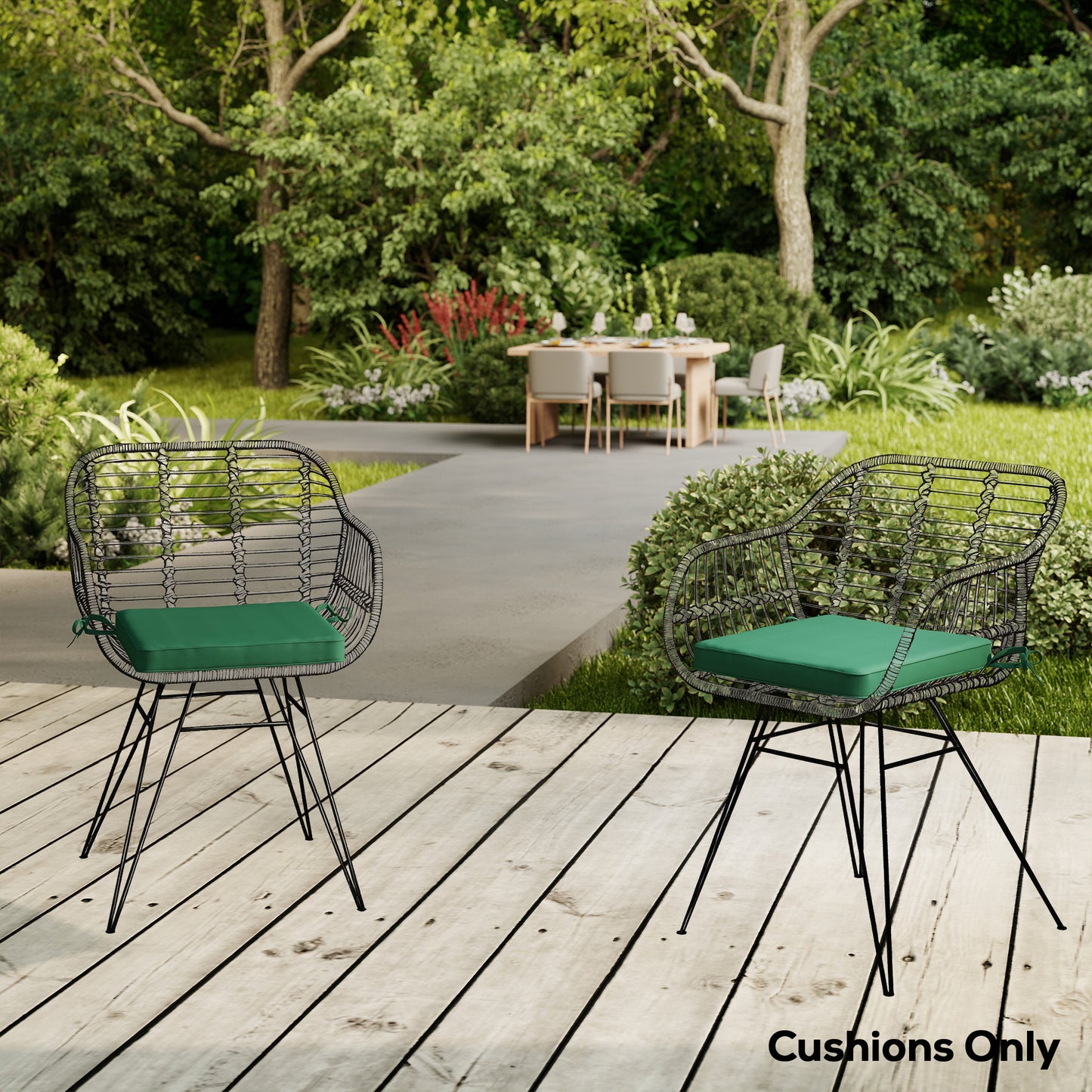 Outsunny Six Pack Chair Cushions Seat Pads With Straps For Dining Chairs Indoor Outdoor Removable Covers Green