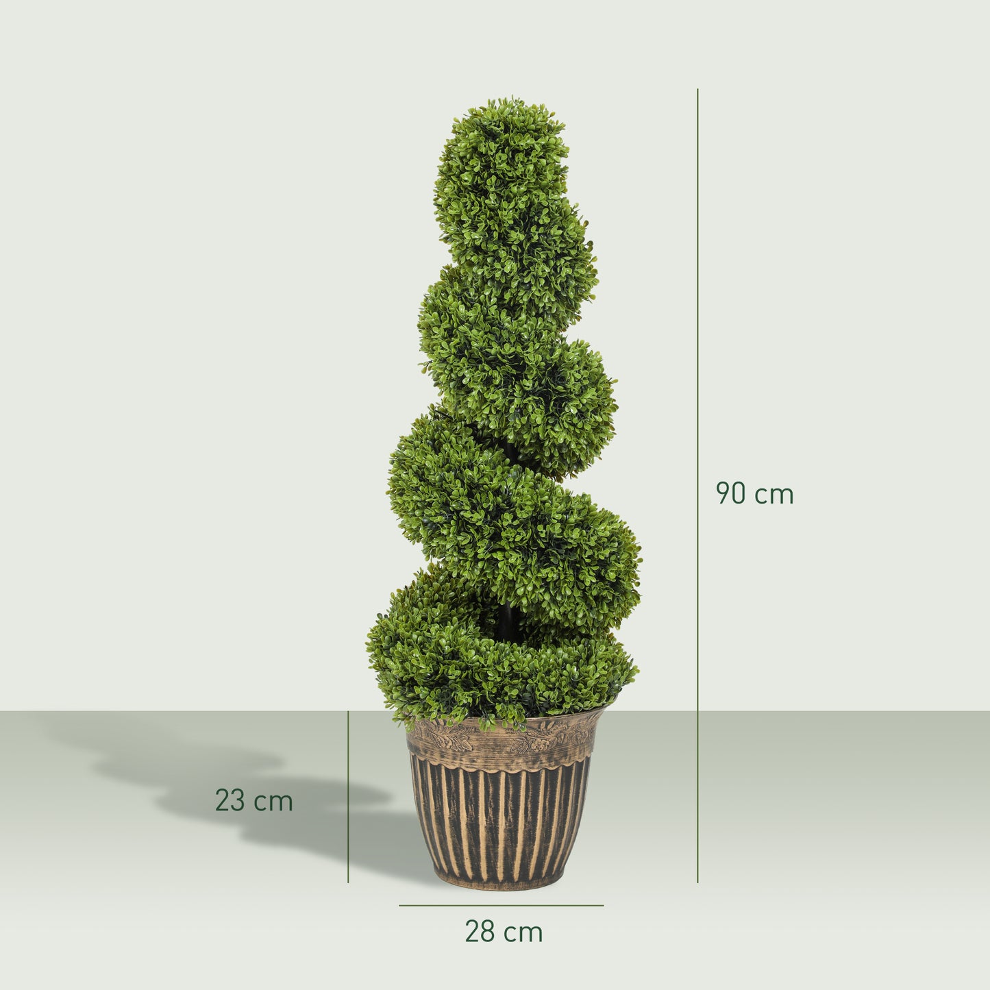 Homcom Set Of 2 Artificial Topiary Spiral Boxwood Trees With Pots For Home Indoor Outdoor Decor 90cm