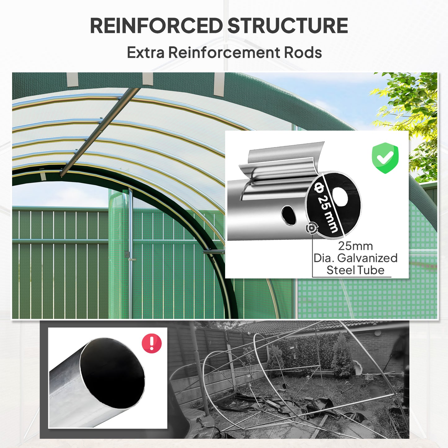 Outsunny 3 X 2 M Polytunnel Greenhouse With Reinforced PE Cover Windows And Doors Green