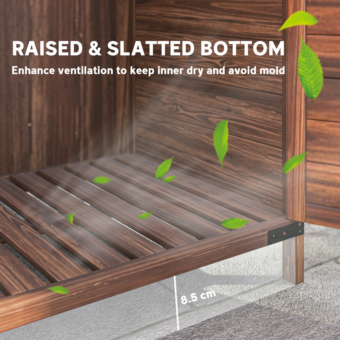 Outsunny 103.5 x 59 Cm Wooden Garden Shed Brown With Slatted Base And Upper And Lower Shelves