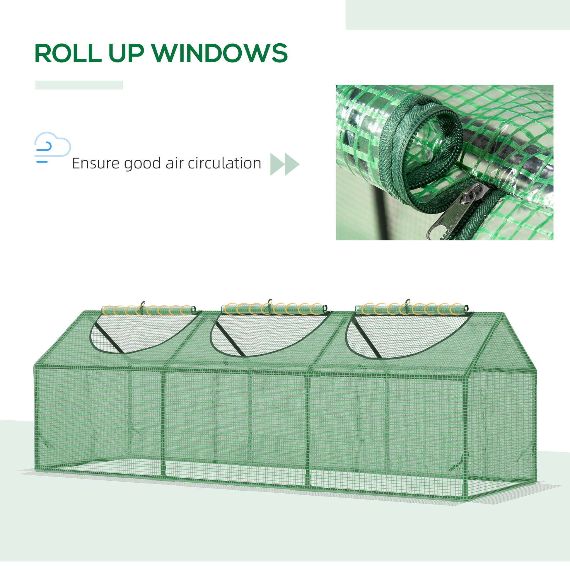 Outsunny Mini Greenhouse Small Plant Grow House Outdoor Durable PE Cover Observation Windows 180 x 60 x 60 cm Green - ALL4U RETAILER LTD