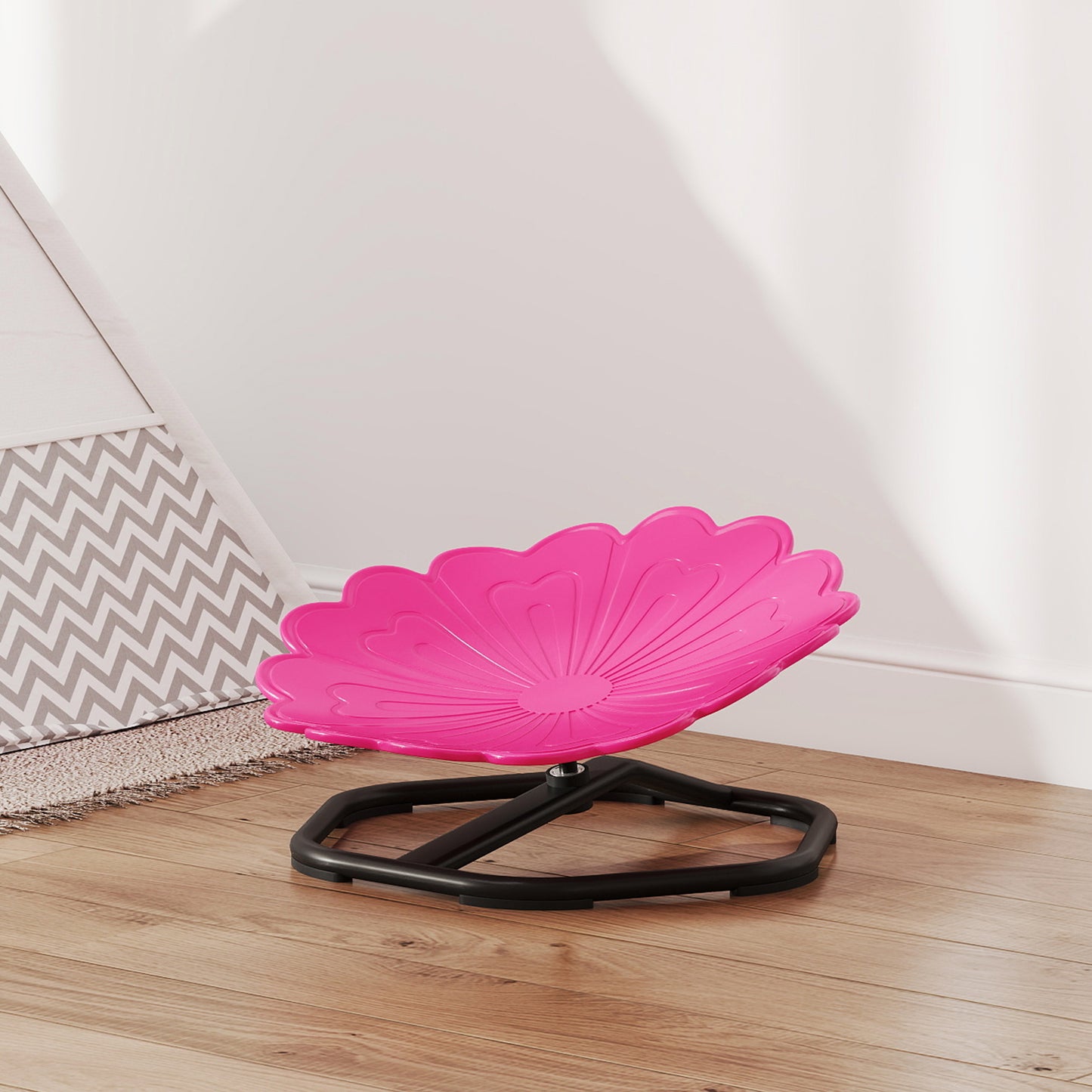 AIYAPLAY Flower Shaped Sensory Spinning Chair for Kids with Non Slip Base Pink Balance and Coordination