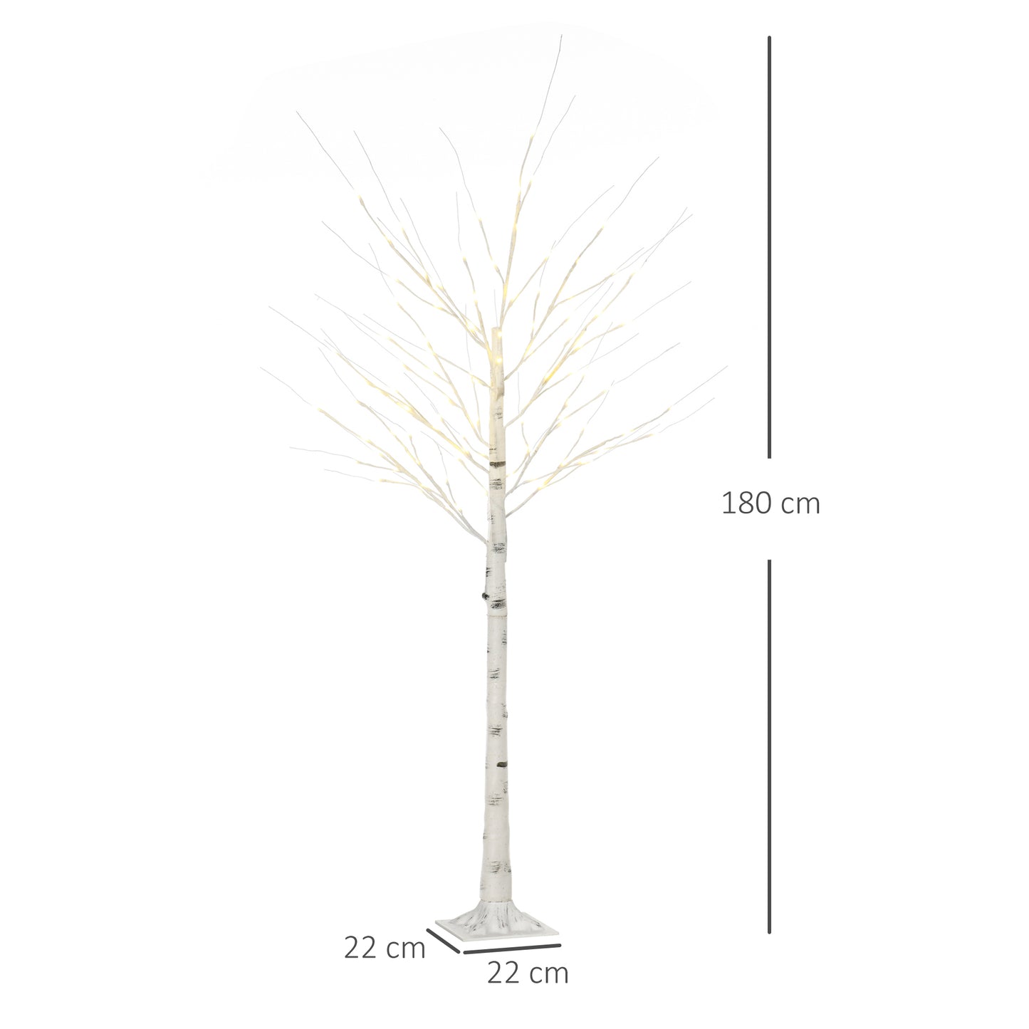 HOMCOM 6ft Pre-Lit Artificial White Birch Tree with 96 Warm White LEDs for Indoor and Outdoor Decor - ALL4U RETAILER LTD