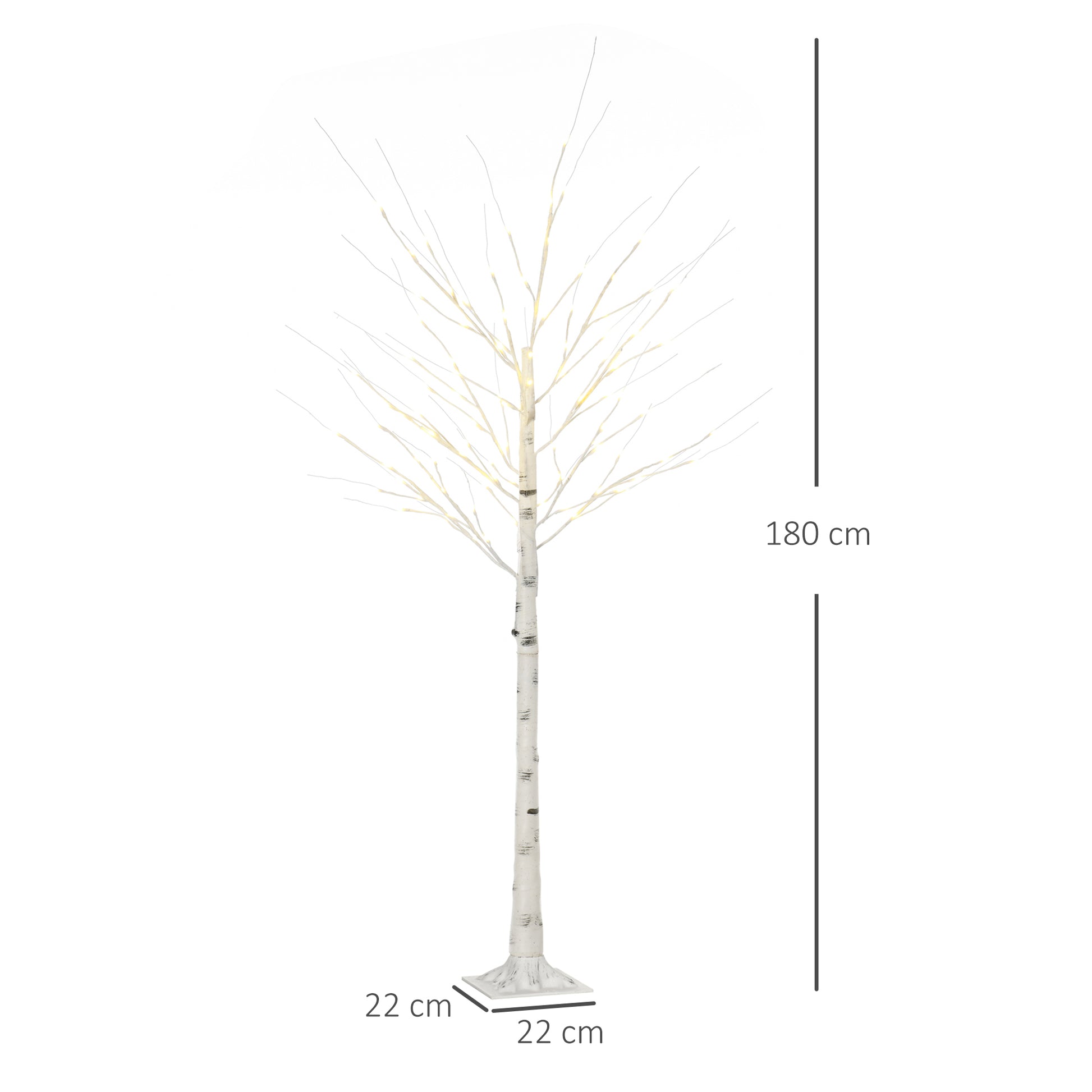 HOMCOM 6ft Pre-Lit Artificial White Birch Tree with 96 Warm White LEDs for Indoor and Outdoor Decor - ALL4U RETAILER LTD