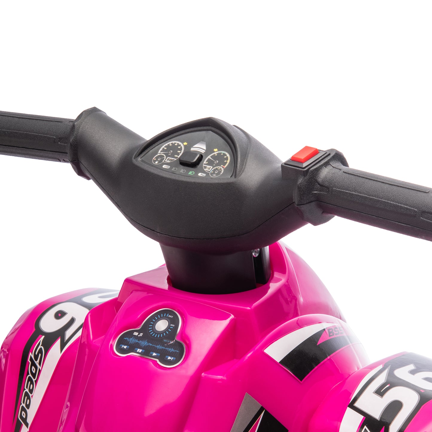 AIYAPLAY 6V Pink Electric Quad Bike for Kids with Music, Forward Function, Ideal for Ages 2-6