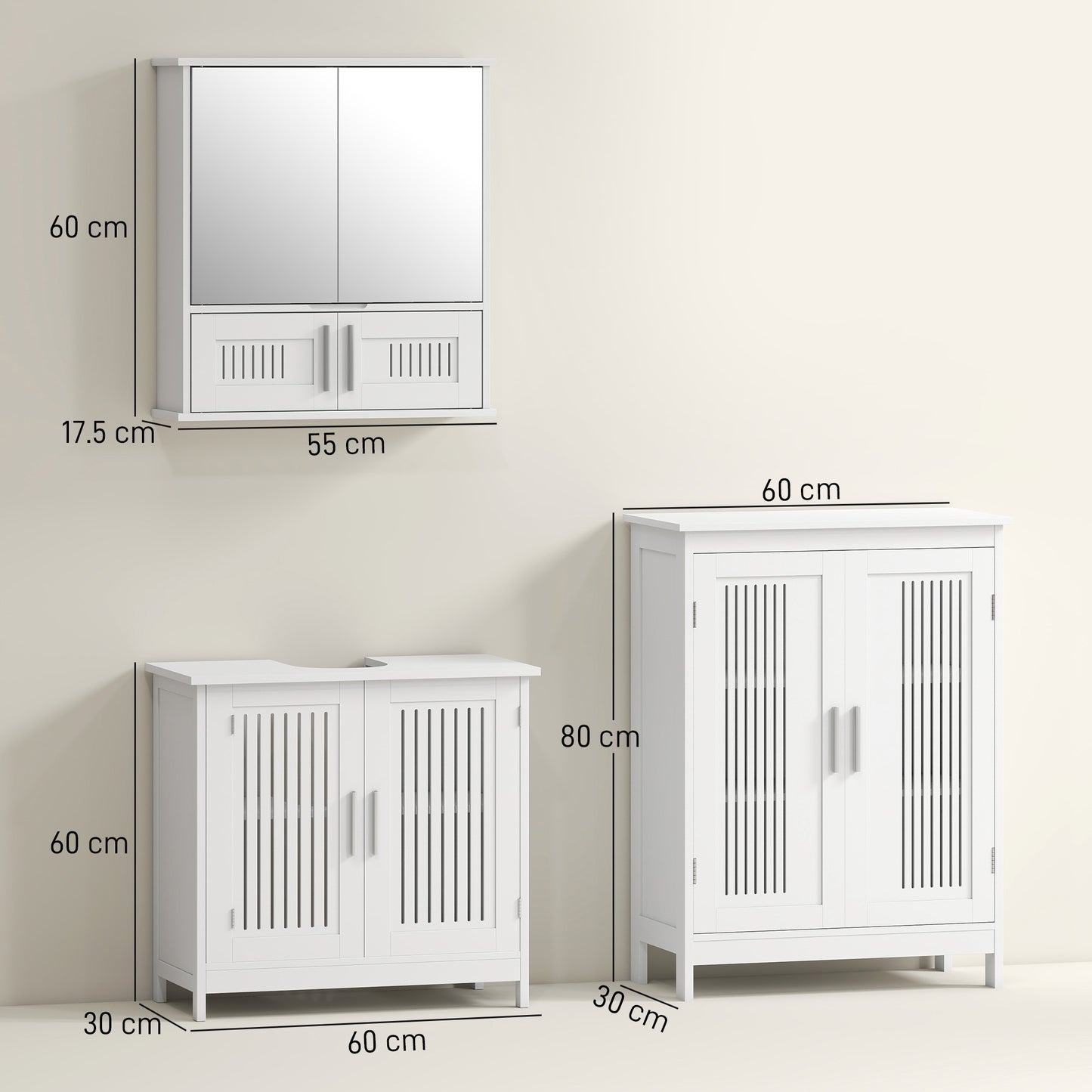 Kleankin Modern Freestanding Bathroom Storage Cabinet With Double Doors And Adjustable Shelves White