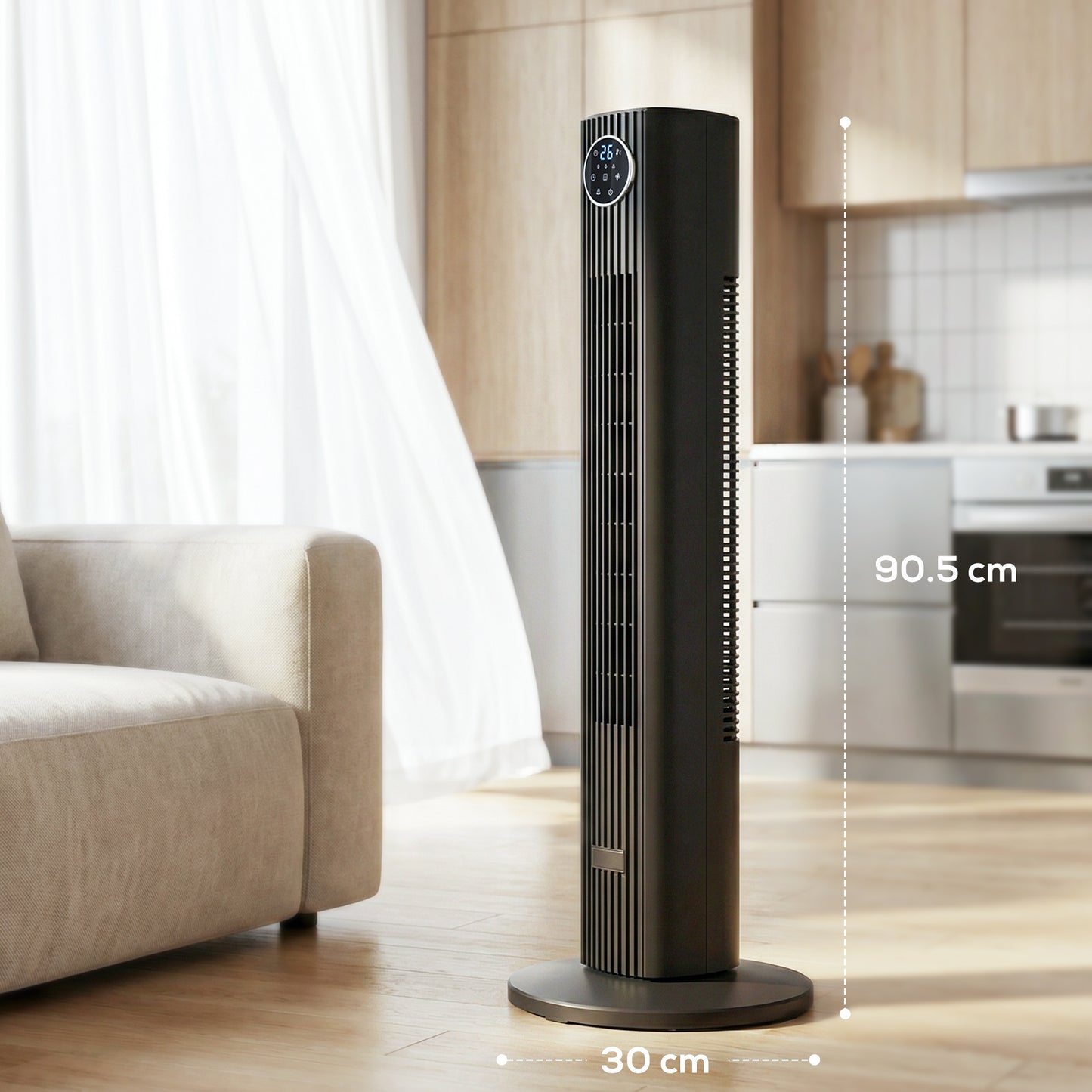 HOMCOM 36 Inch Tower Fan Quiet 28 Db 80 Degree Oscillation 12 Speeds 4 Modes Remote Control 12 Hour Timer Black