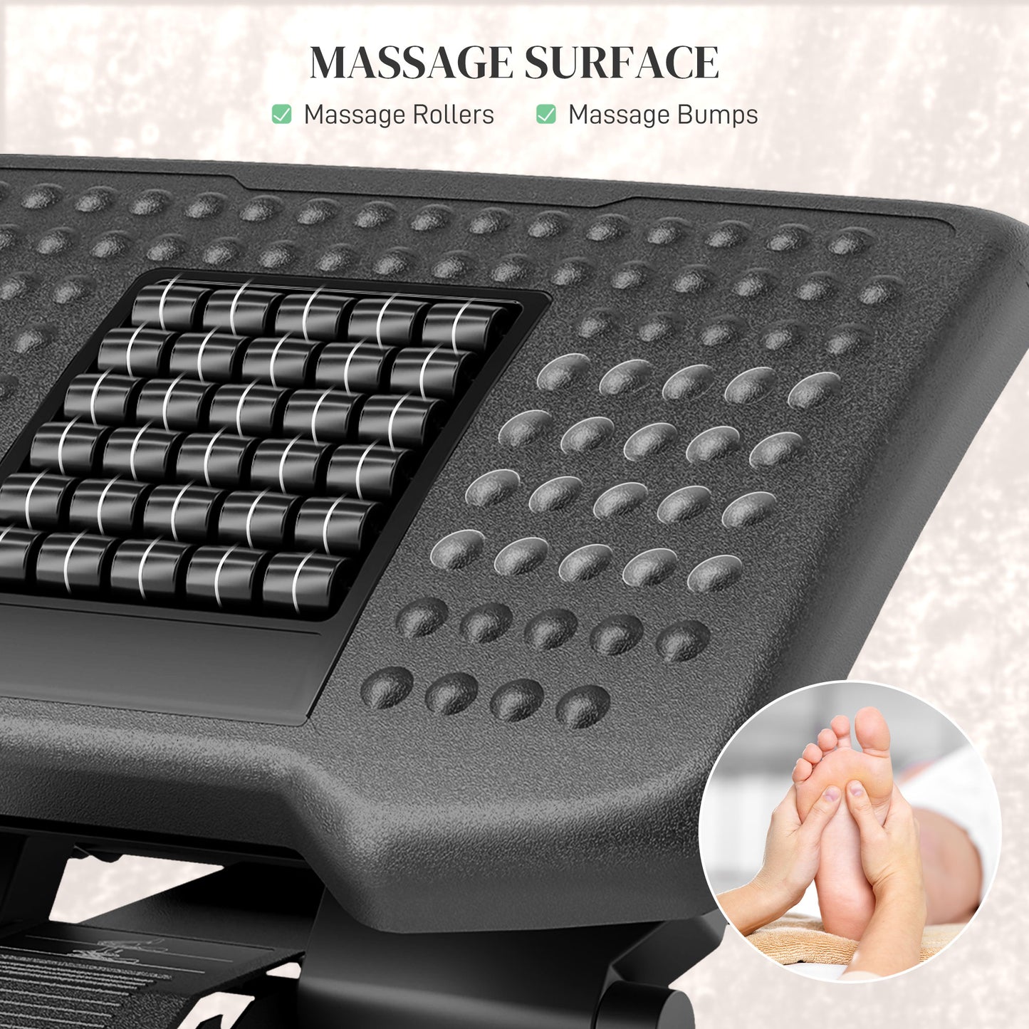 HOMCOM Adjustable Multi-Angle Massage Footrest - Black