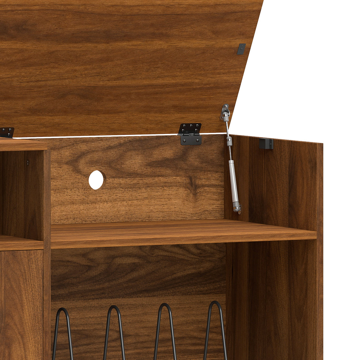 HOMCOM Vinyl Record Player Stand with 300 Album Storage and Flip Top Walnut
