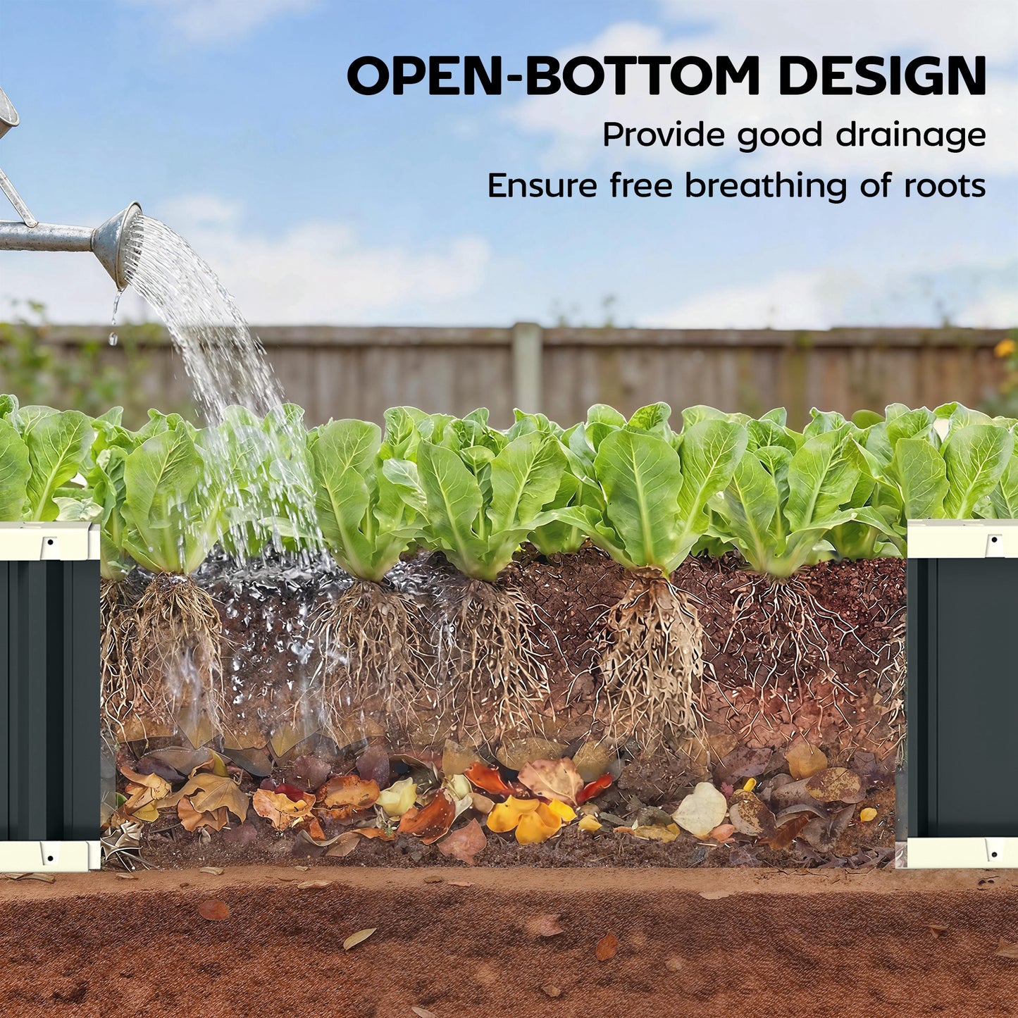 Outsunny Galvanised Raised Garden Bed 5 x 2 x 1 ft Metal Planter With Folded Edging And Gloves