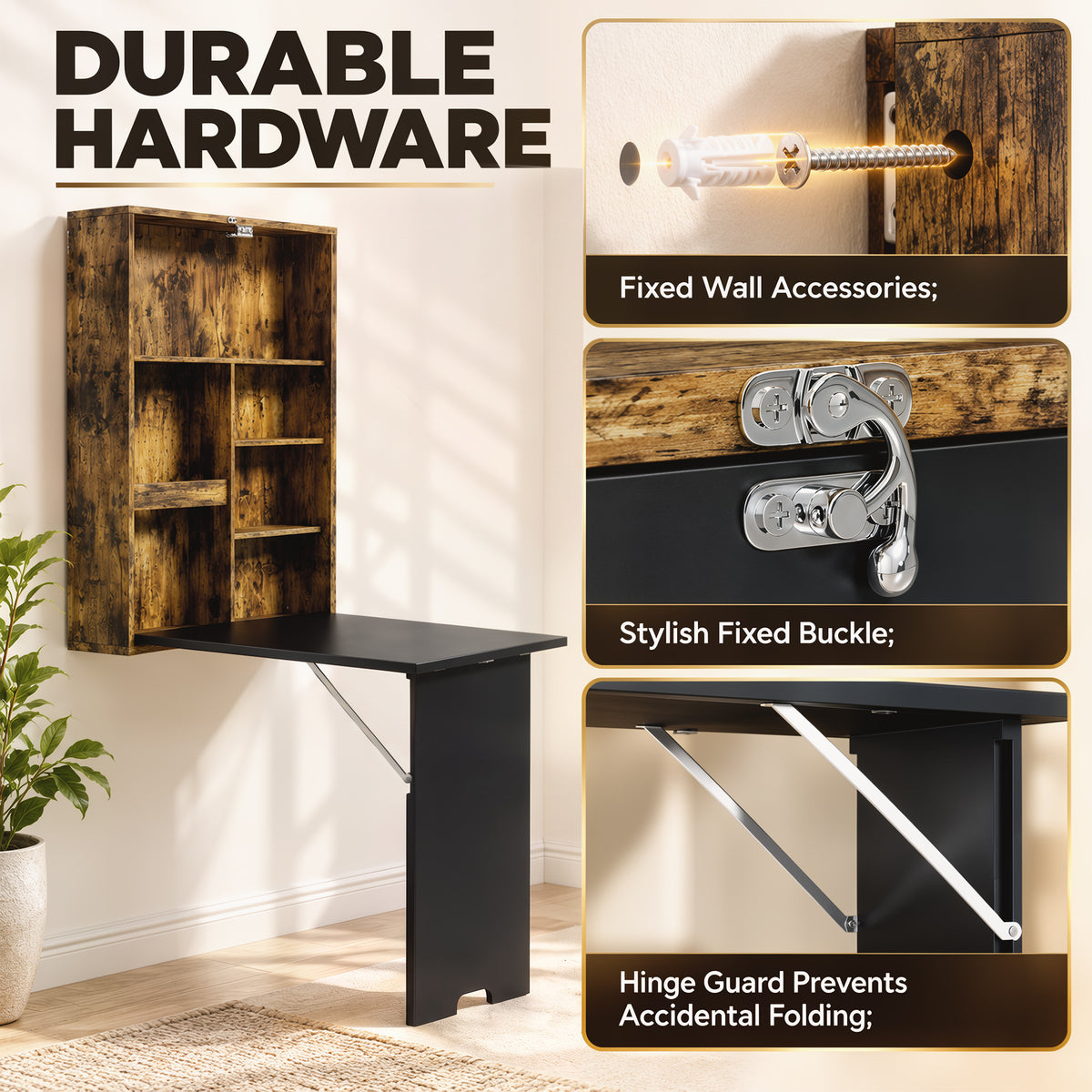 HOMCOM Wall Mounted Folding Drop Leaf Table With Chalkboard And Storage Shelf