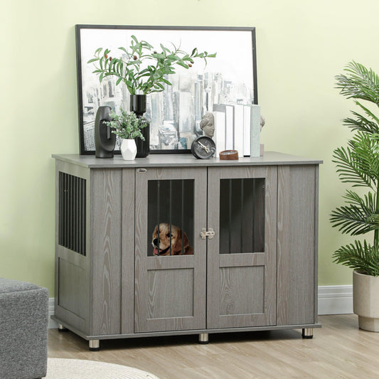 PawHut Dog Crate Kennel Cage for Extra Large Dog, Indoor End Table, Grey - ALL4U RETAILER LTD