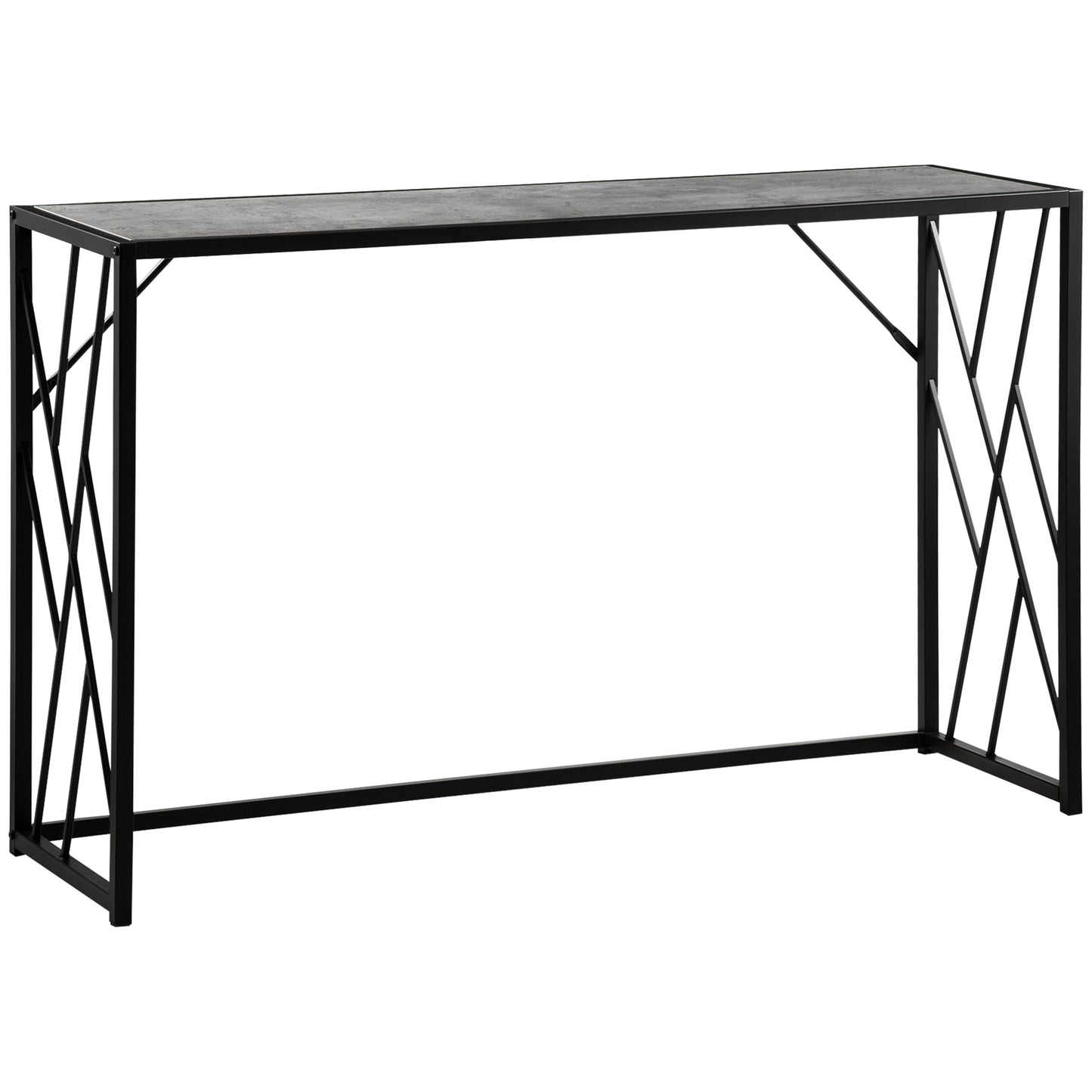 HOMCOM Industrial Chic 120cm Console Table with Sturdy Metal Frame for Entryway or Lounge, Grey and Black - ALL4U RETAILER LTD