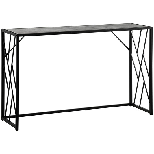 HOMCOM Industrial Chic 120cm Console Table with Sturdy Metal Frame for Entryway or Lounge, Grey and Black - ALL4U RETAILER LTD