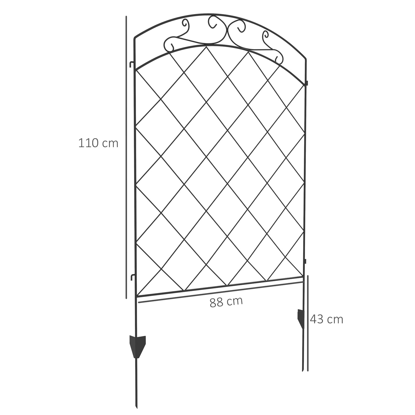 Outsunny Versatile Decorative Steel Garden Fencing - 43in x 11.4ft Picket Panels Set with 8 Rustproof Sections for Landscape Edging and Floral Borders - ALL4U RETAILER LTD