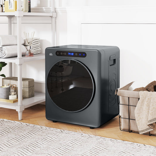 HOMCOM 4kg Compact Tumble Dryer 40-60C Grey For Small Spaces Efficient Fabric Care