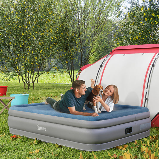 Outsunny Queen-Size Inflatable Air Mattress with Built-In Pump & Convenient Storage Bag - ALL4U RETAILER LTD