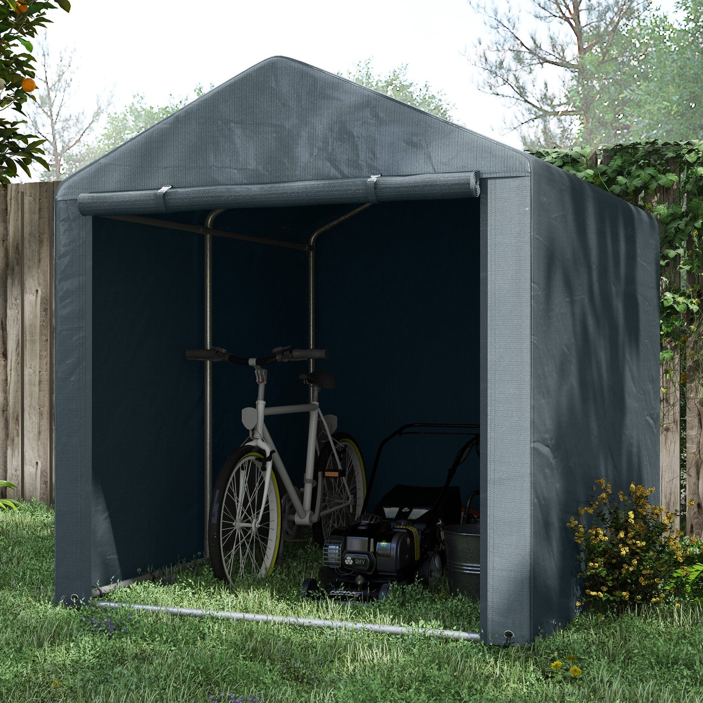 Outsunny 1.6 x 2.2m Outdoor Storage Shed with Accessories - Dark Grey - ALL4U RETAILER LTD