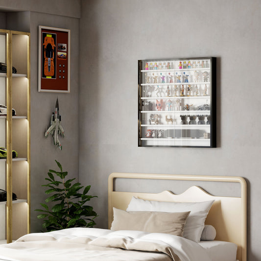 HOMCOM Six Shelf Display Cabinet With Glass Doors Black And White Ideal For Decor And Storage