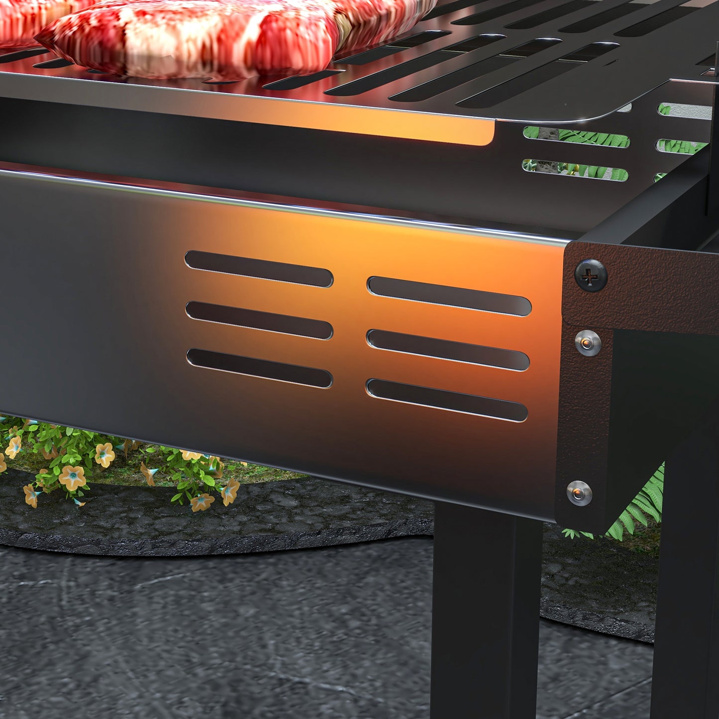 Outsunny Stainless Steel Outdoor Charcoal Rotisserie Grill with Adjustable Height and Side Shelves - Perfect for Chicken and Turkey - ALL4U RETAILER LTD