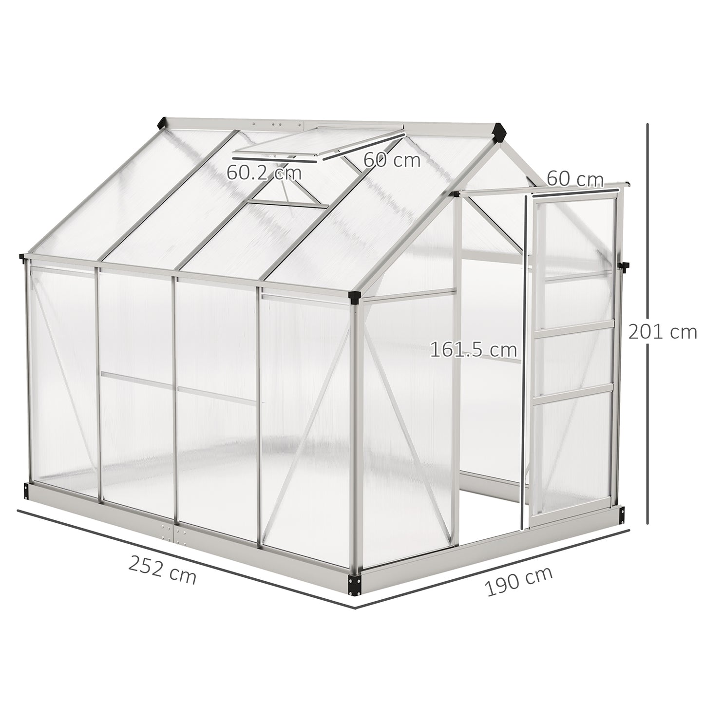 Outsunny 6x8 Ft Walk In Greenhouse With Sliding Door Clear Panels For Garden And Patio