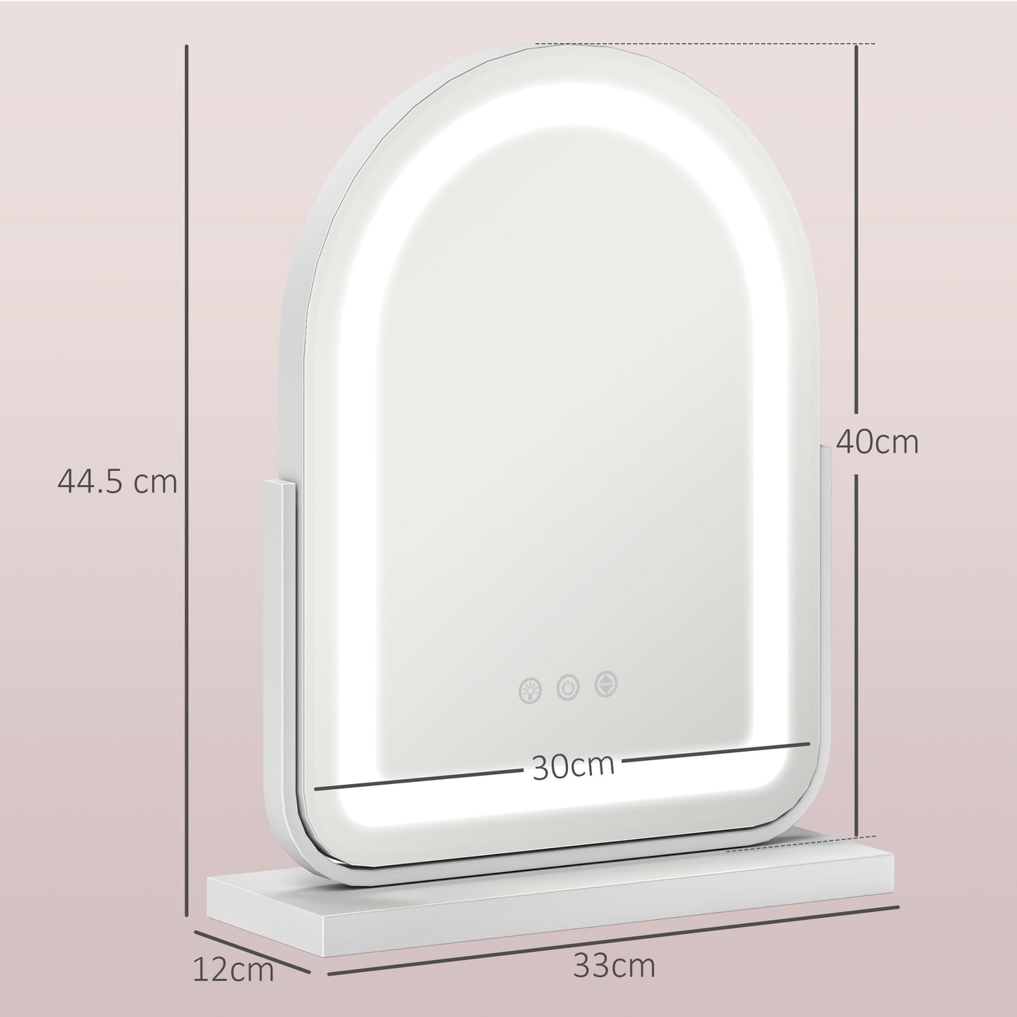 HOMCOM 33 x 44.5cm LED Vanity Mirror White With Adjustable Lighting For Day To Night Grooming