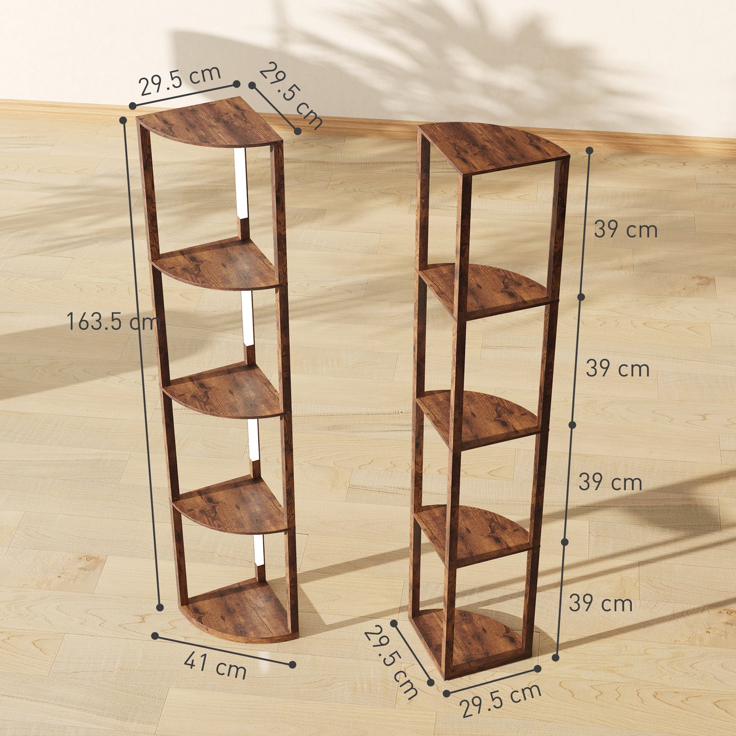 Homcom Three Tier Corner Floor Lamp With Adjustable Brightness And 3000K LED Backlight
