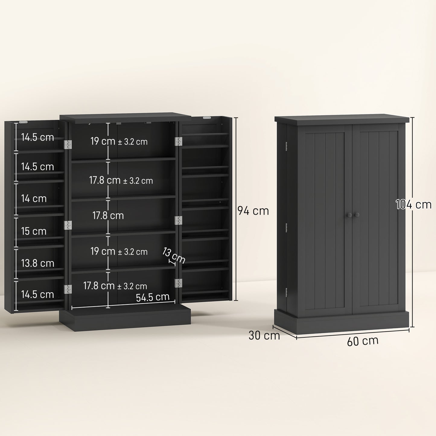 HOMCOM Freestanding Kitchen Pantry Cabinet With Five Inner Shelves And Adjustable Shelves Black