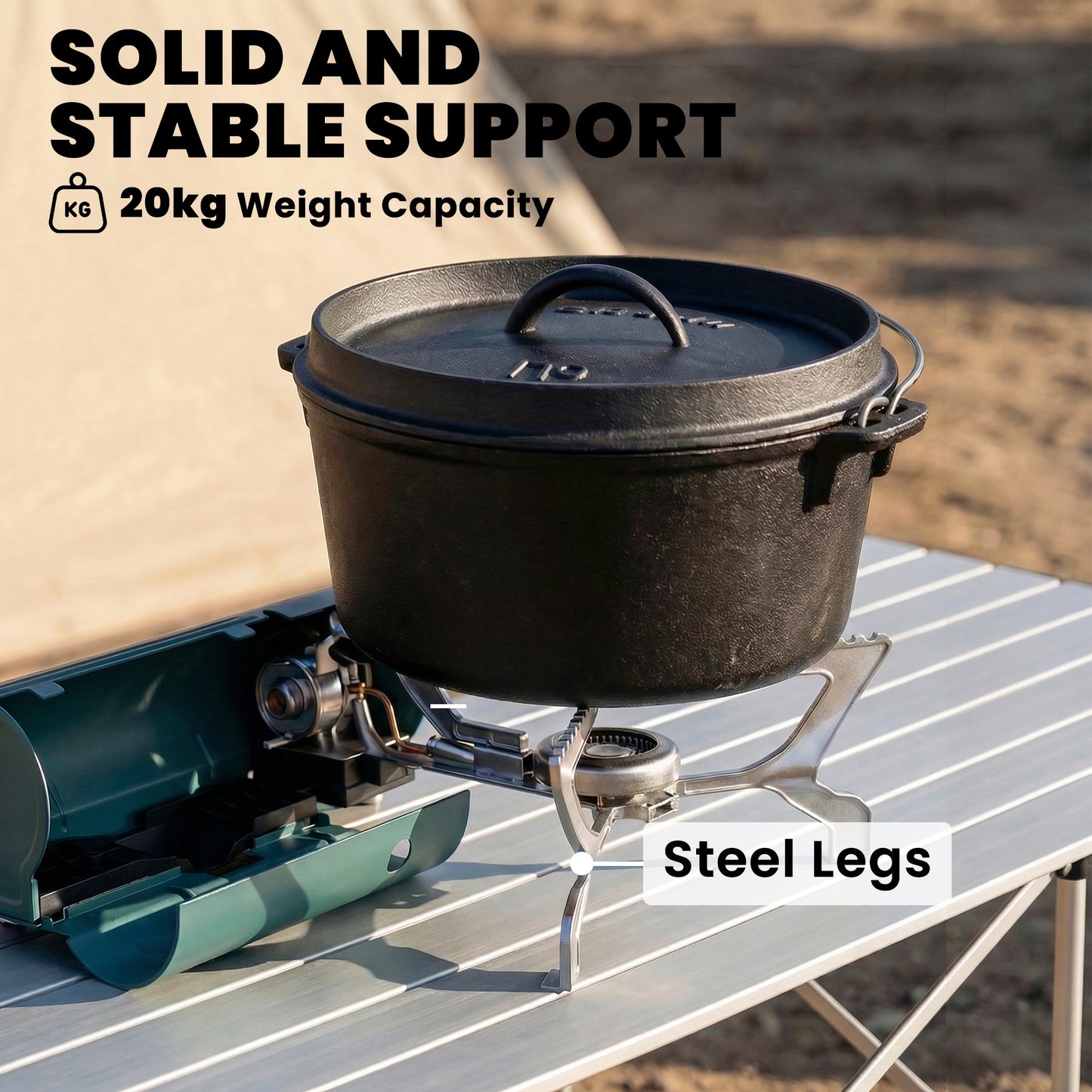Outsunny 2670W Foldable Camping Stove With Safety Shut Off And Piezo Ignition Carry Bag Green