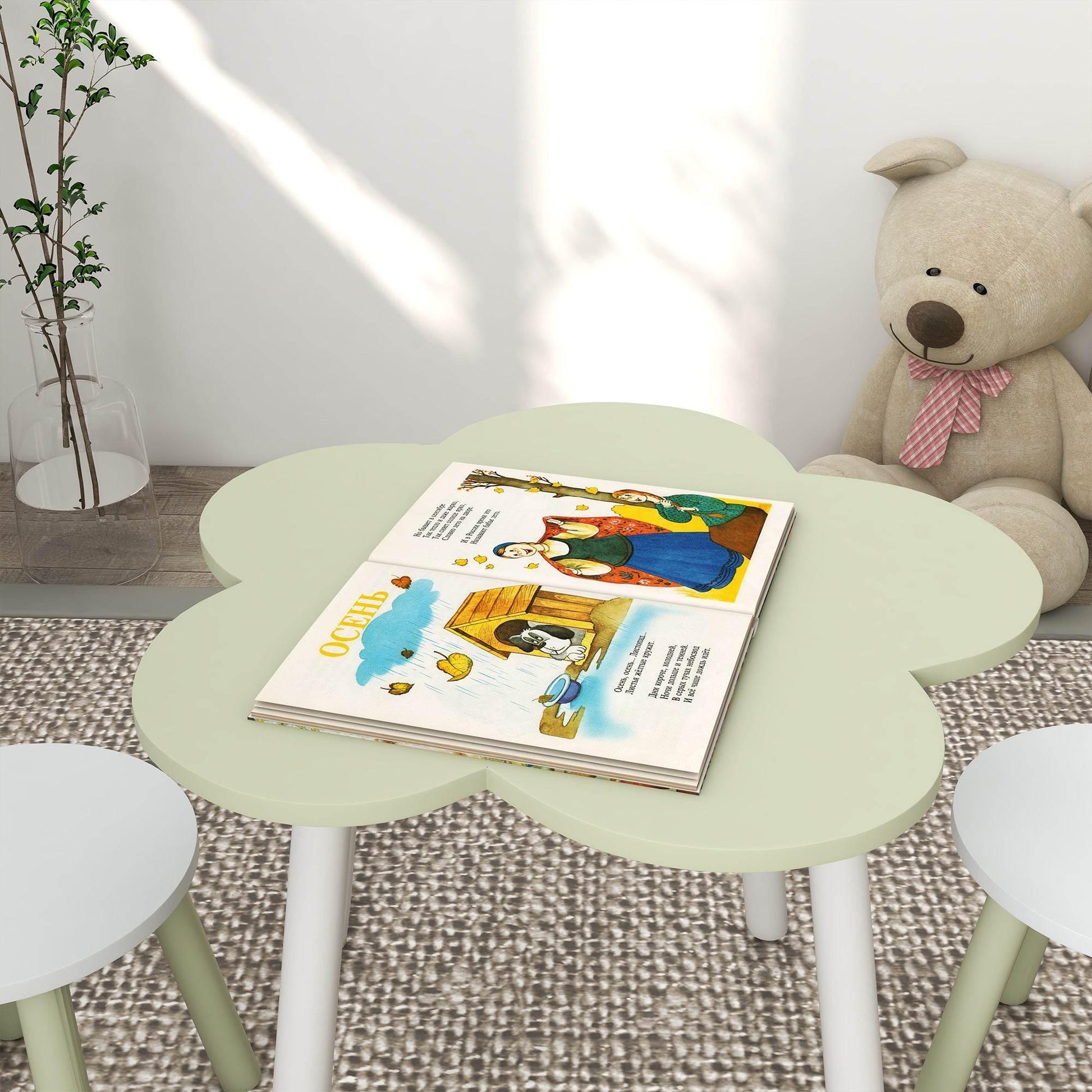 ZONEKIZ Kids 5-Piece Furniture Set with Flower Design for Ages 3-6, Colorful & Durable - ALL4U RETAILER LTD