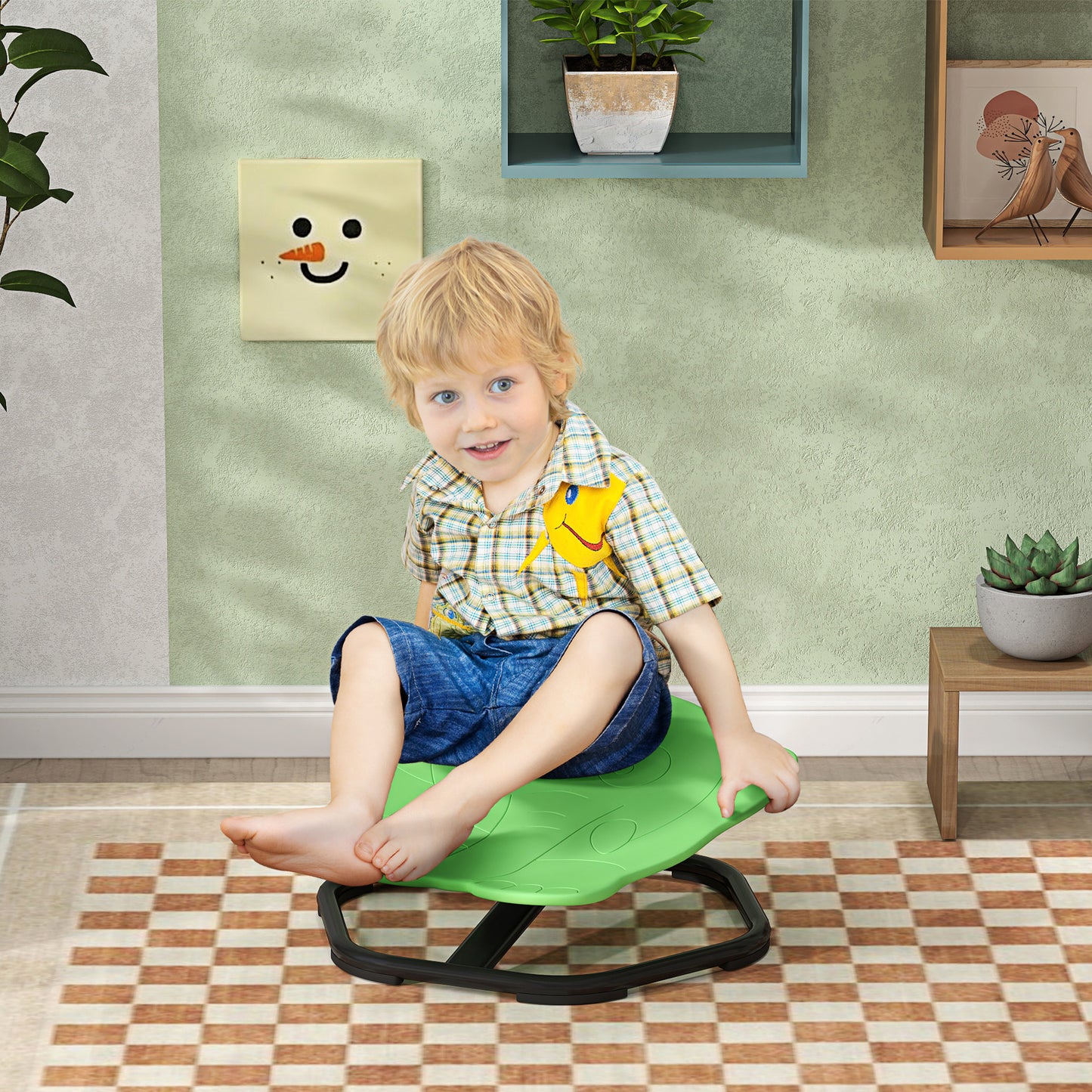 AIYAPLAY Elephant Shaped Spinning Chair For Autism Ages 3 To 6 Green Sensory Seat