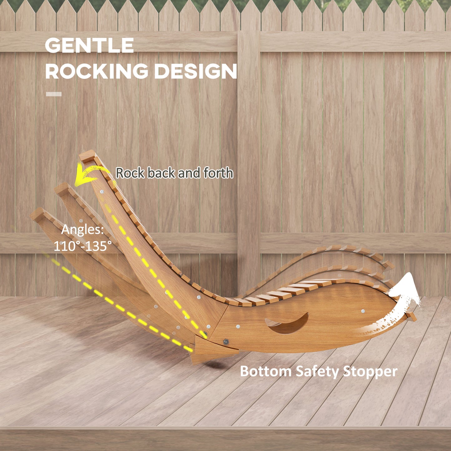 Outsunny Teak Outdoor Rocking Chair with Slatted Design, Ergonomic Comfort for Patio and Garden - ALL4U RETAILER LTD