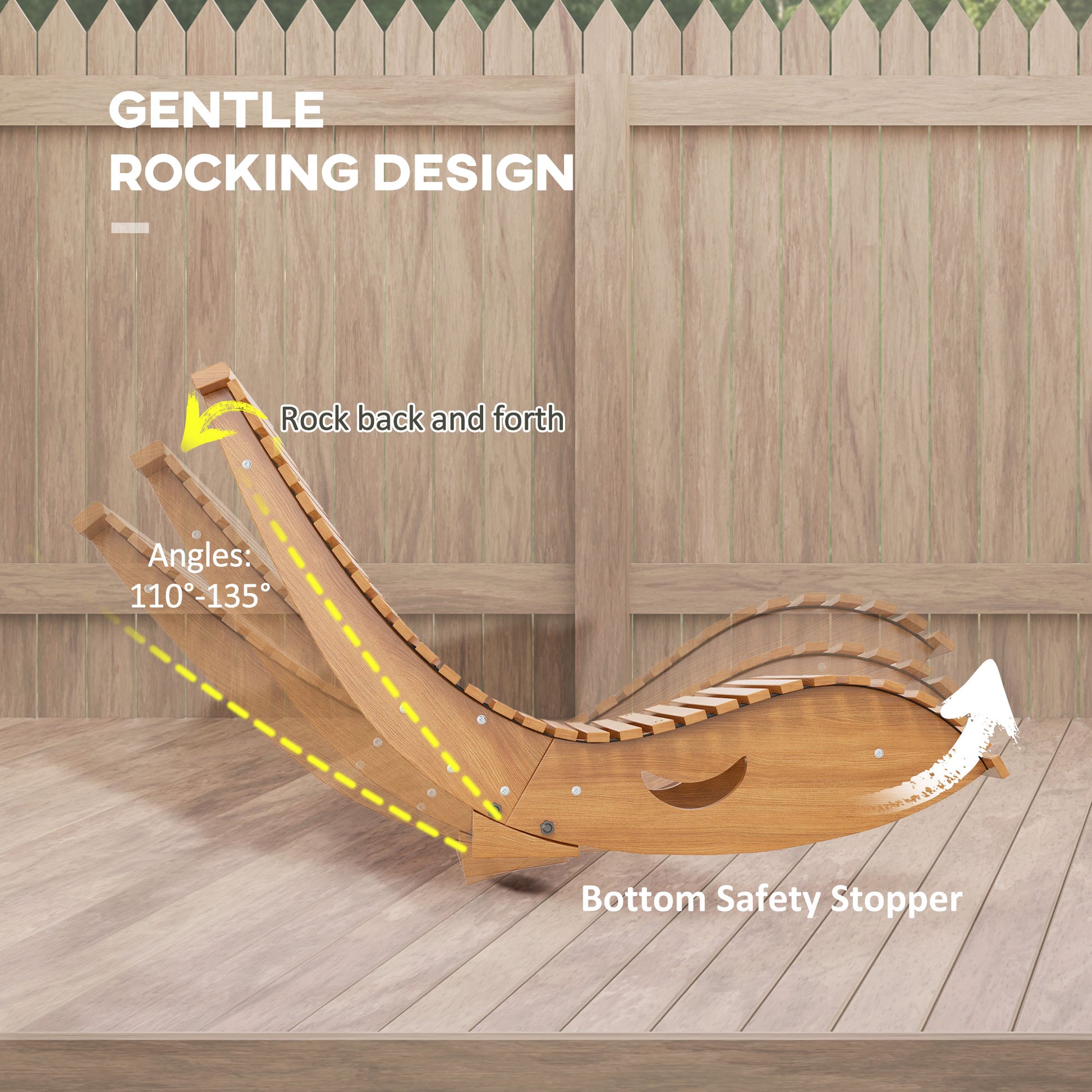 Outsunny Teak Outdoor Rocking Chair with Slatted Design, Ergonomic Comfort for Patio and Garden - ALL4U RETAILER LTD