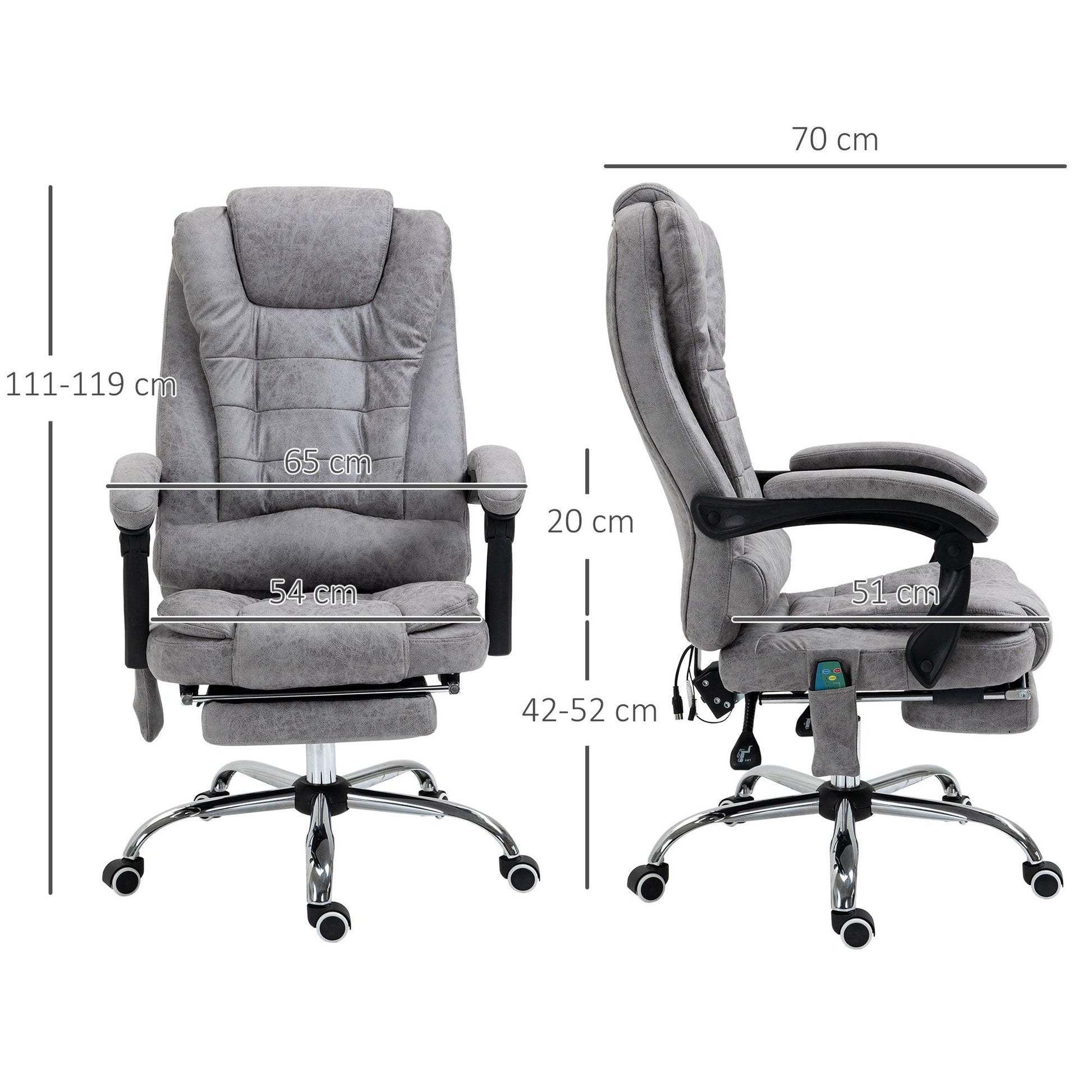 Vinsetto Heated Office Chair with Vibration Massage & Footrest - Grey - ALL4U RETAILER LTD