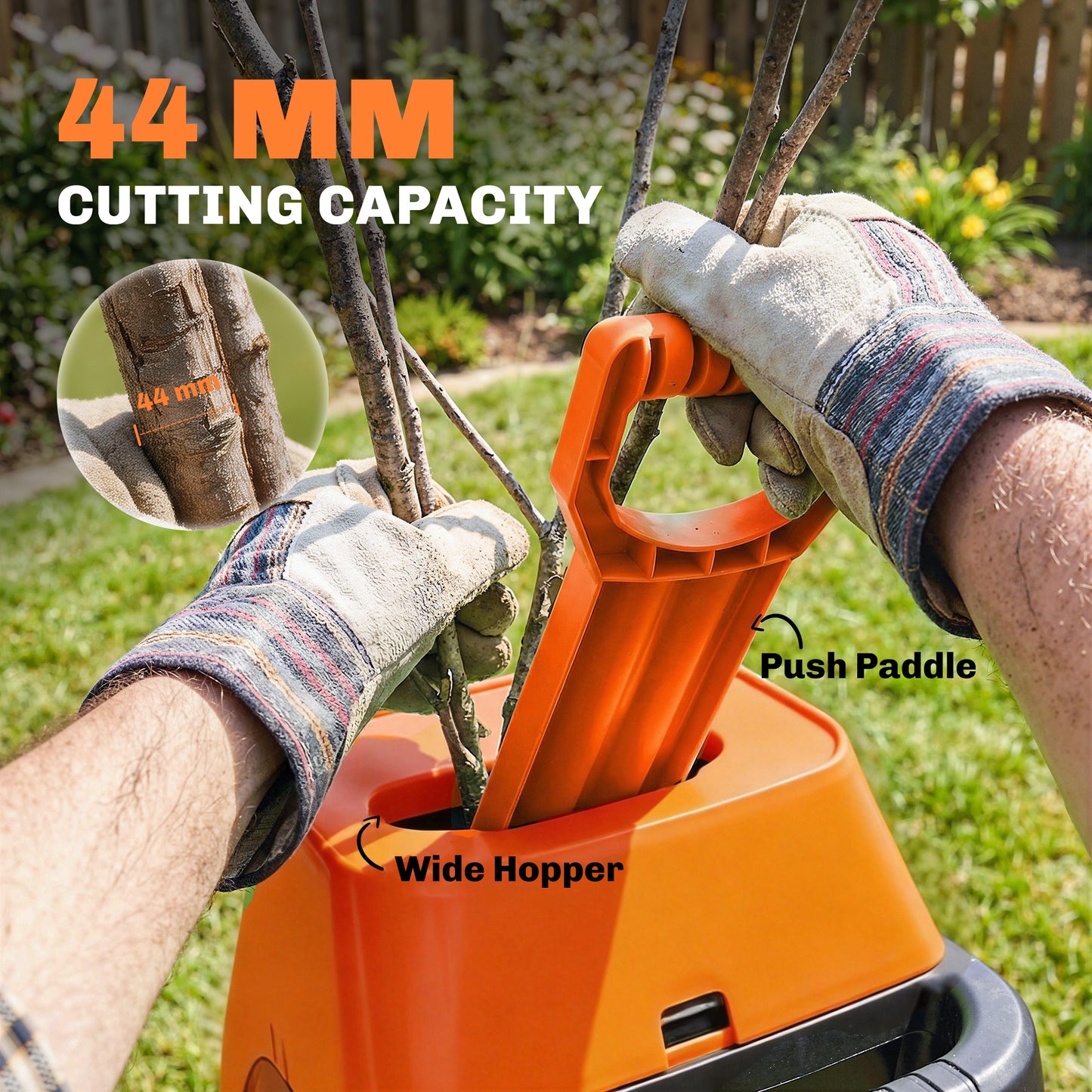 Outsunny 2500W Electric Wood Chipper Corded Mulcher Shredder With 45L Collection Bag 4300RPM 44mm Cutting Diameter