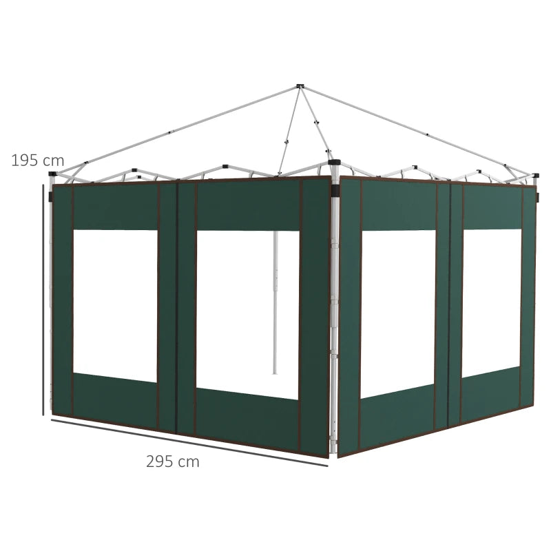 Outsunny Gazebo Side Panels - 2 Pack Replacement Sides for 3x3m or 3x6m Pop-Up Gazebo with Doors and Windows - Green - ALL4U RETAILER LTD