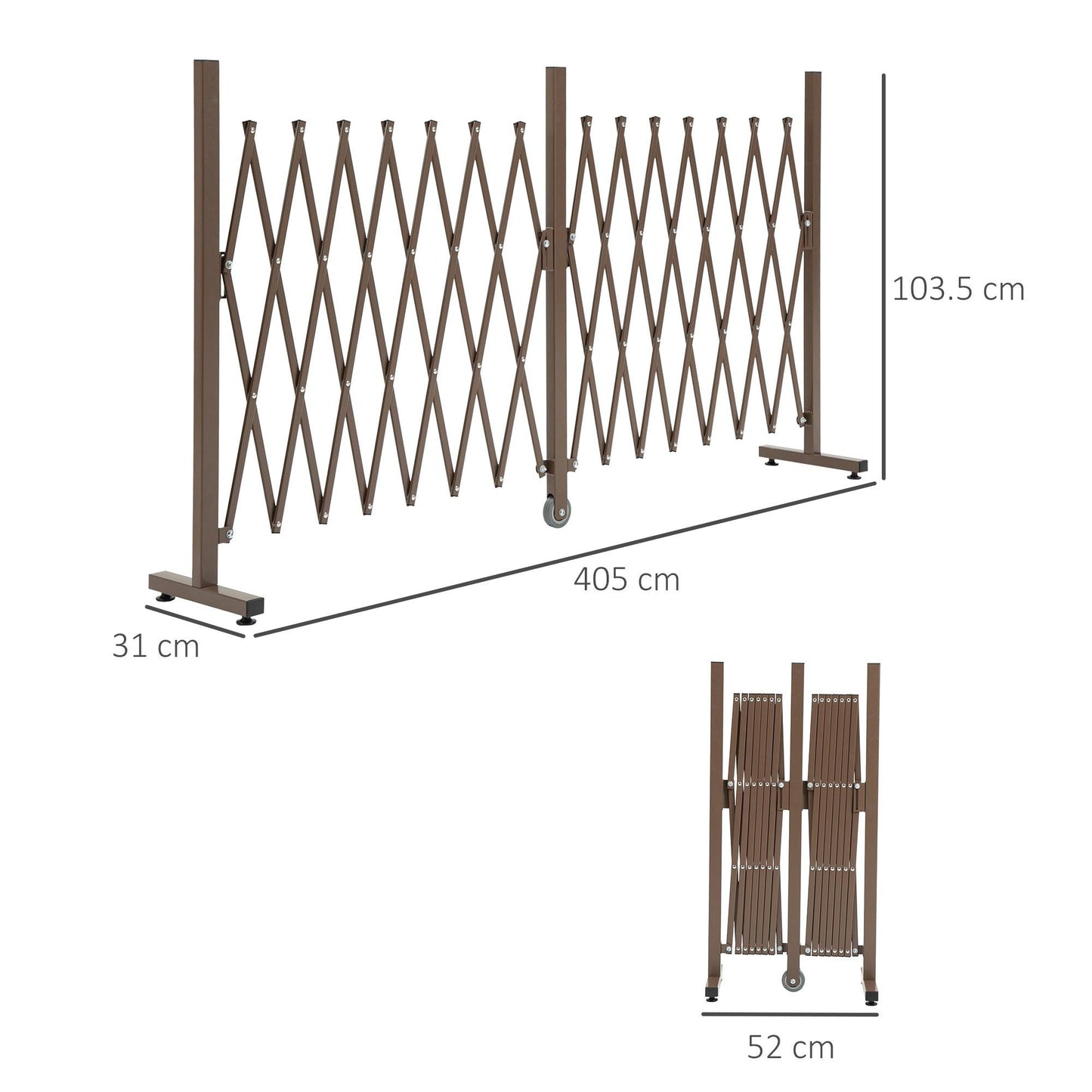 Outsunny Expanding Trellis Fence Freestanding Movable Fence Foldable Garden Screen Panel Aluminium, 405cm x 103.5cm, Dark Brown - ALL4U RETAILER LTD