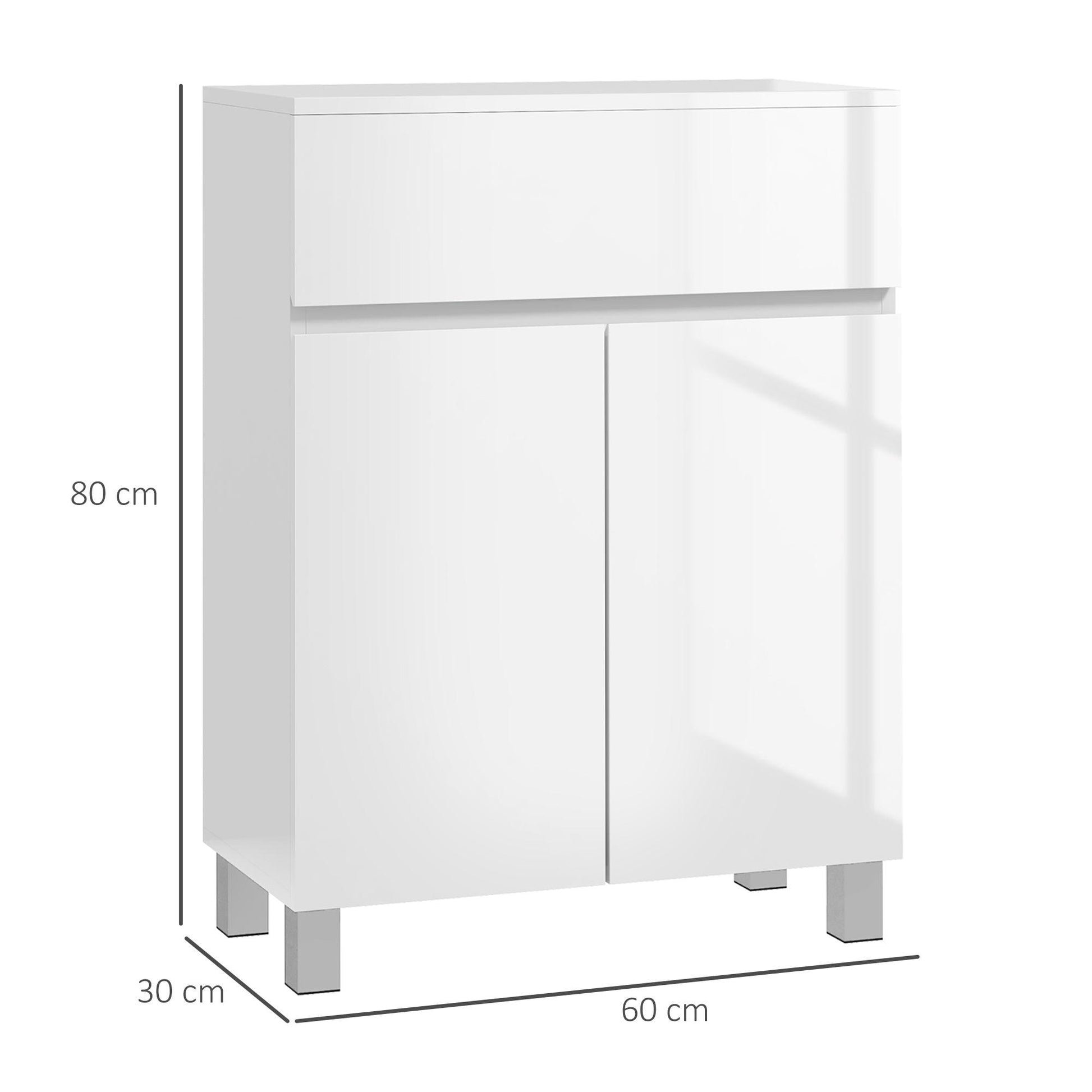 Kleankin White Bathroom Cabinet with Drawer and Shelf - ALL4U RETAILER LTD