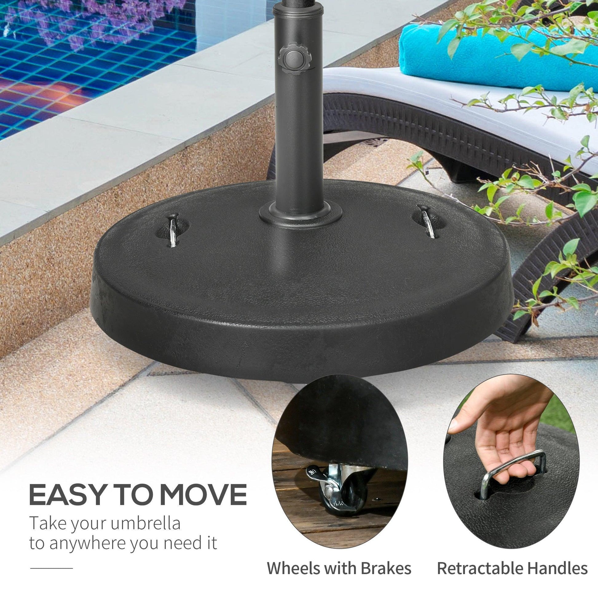 Outsunny Resin Garden Parasol Base - Round Outdoor Market Umbrella Stand - ALL4U RETAILER LTD