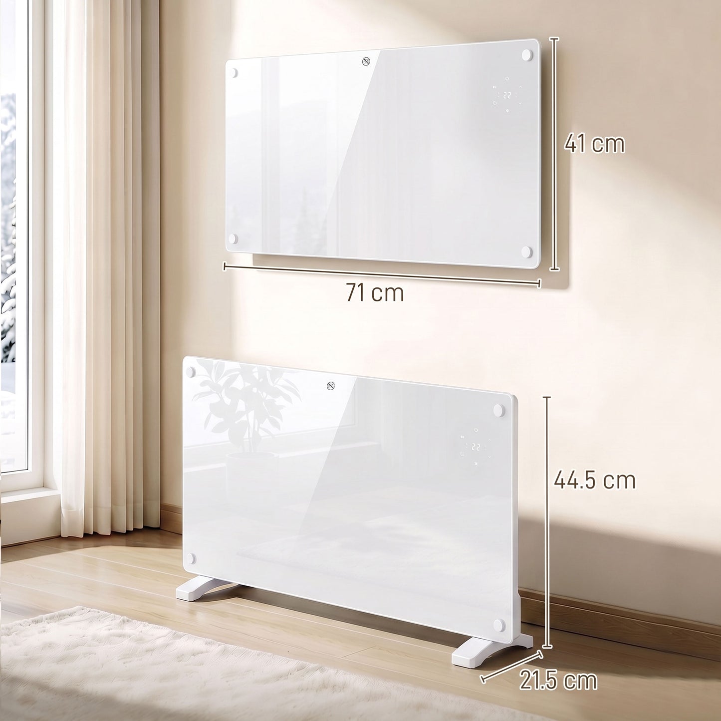 HOMCOM 1500W Smart Wall Mounted Electric Panel Heater