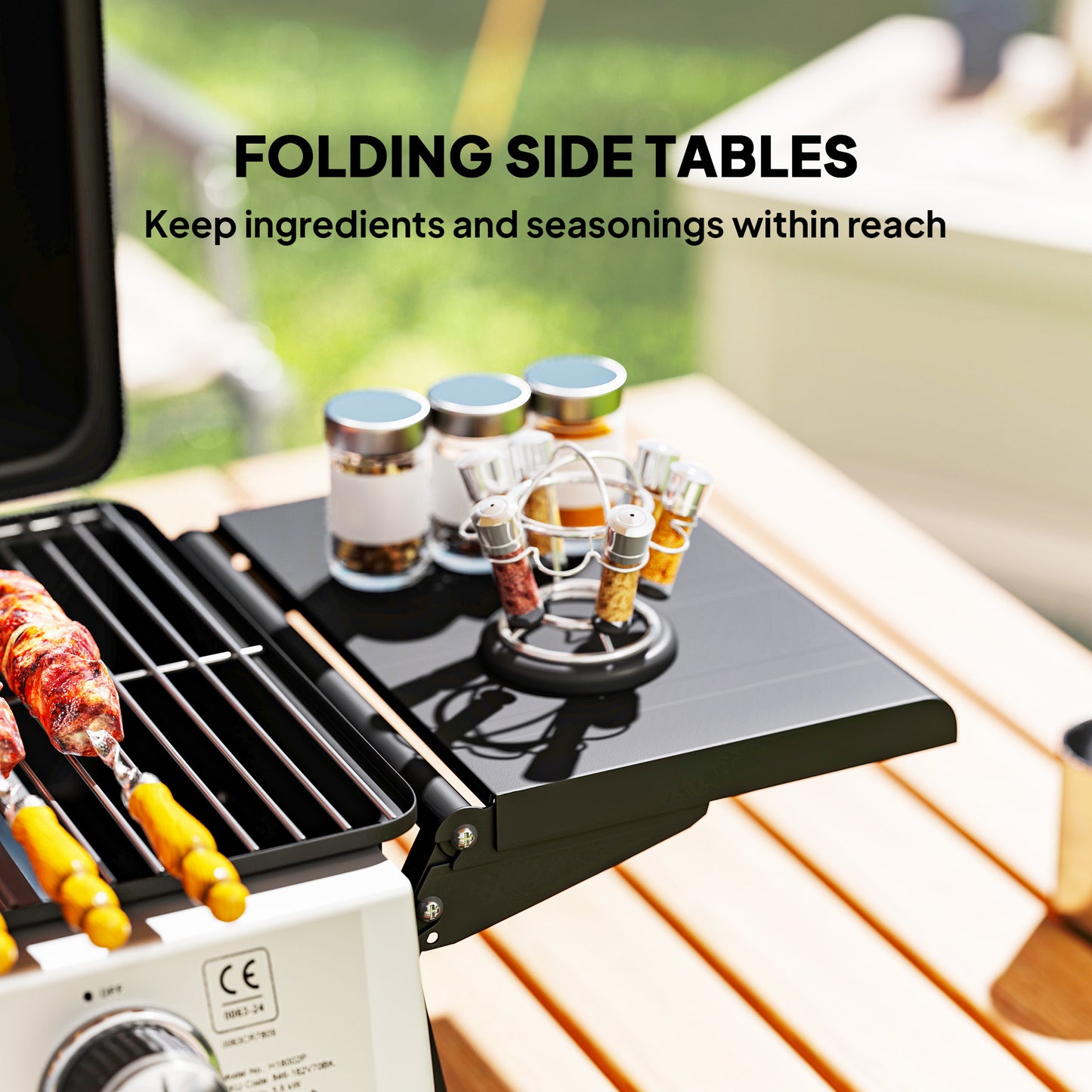 Outsunny Two Burner Compact Gas Grill Black With Piezo Ignition Side Shelves 1800 Square Centimeters Grilling Area