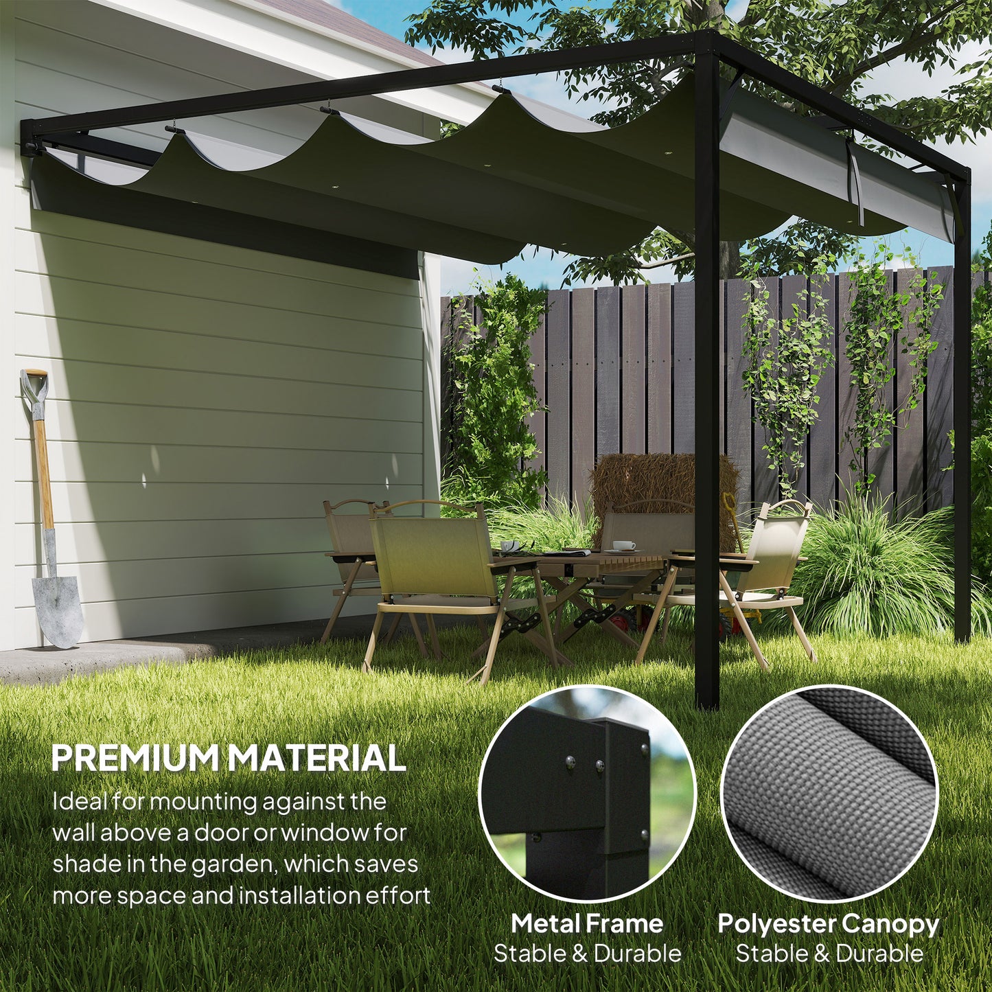 Outsunny 3x3 M Pergola With Sliding Canopy Grey Outdoor Gazebo For Patio And Garden Shade