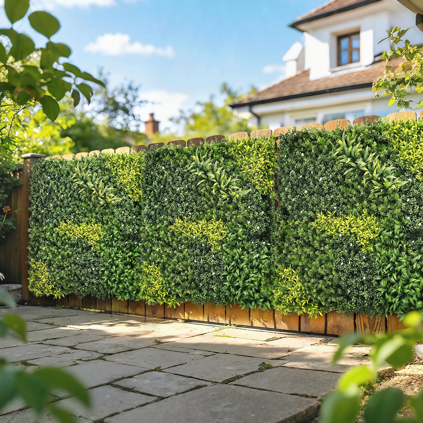 Outsunny 100x100 Cm Artificial Plant Wall Panel With Grass Backdrop Green UVA 340 Protection